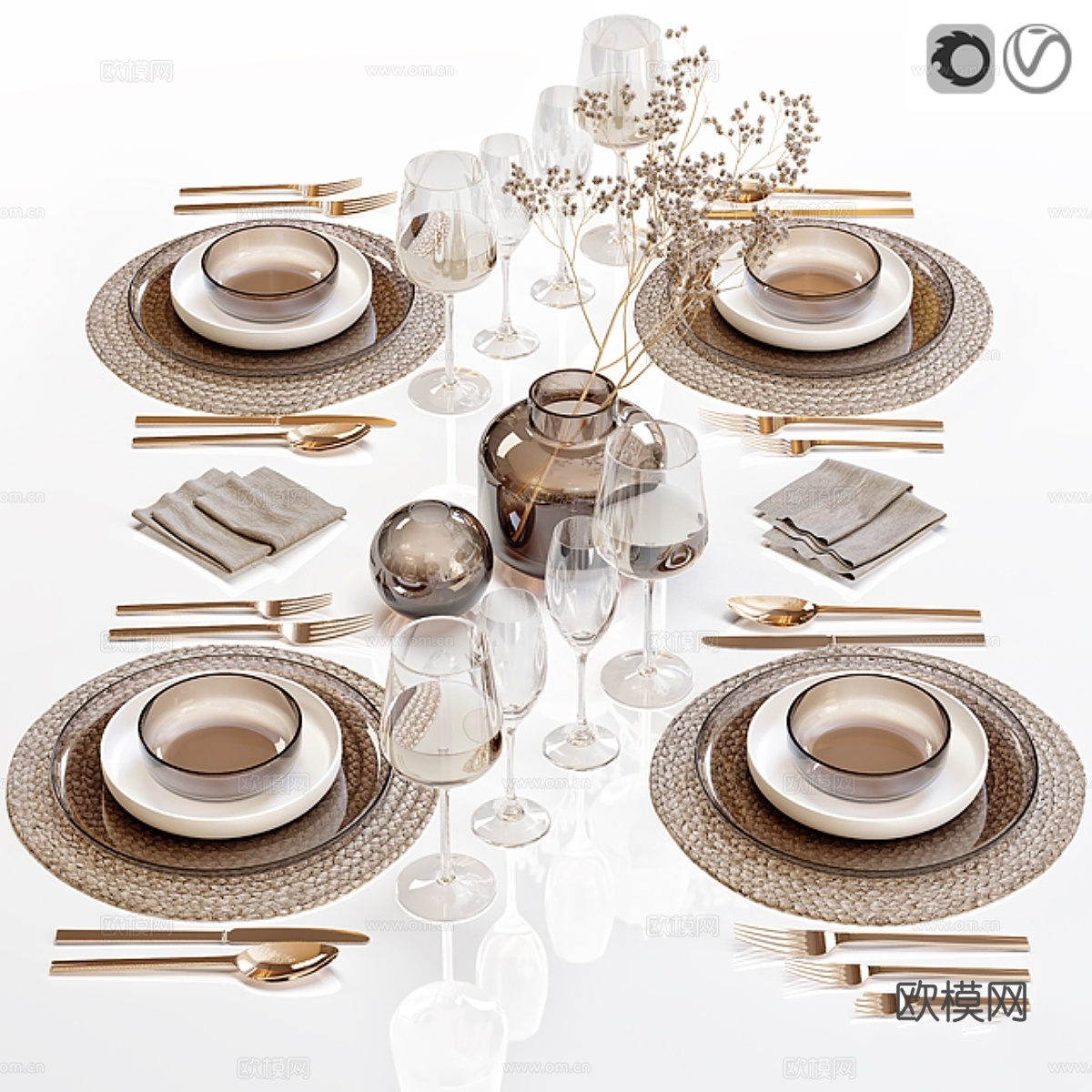 餐桌布置 餐具 餐盘3d模型下载