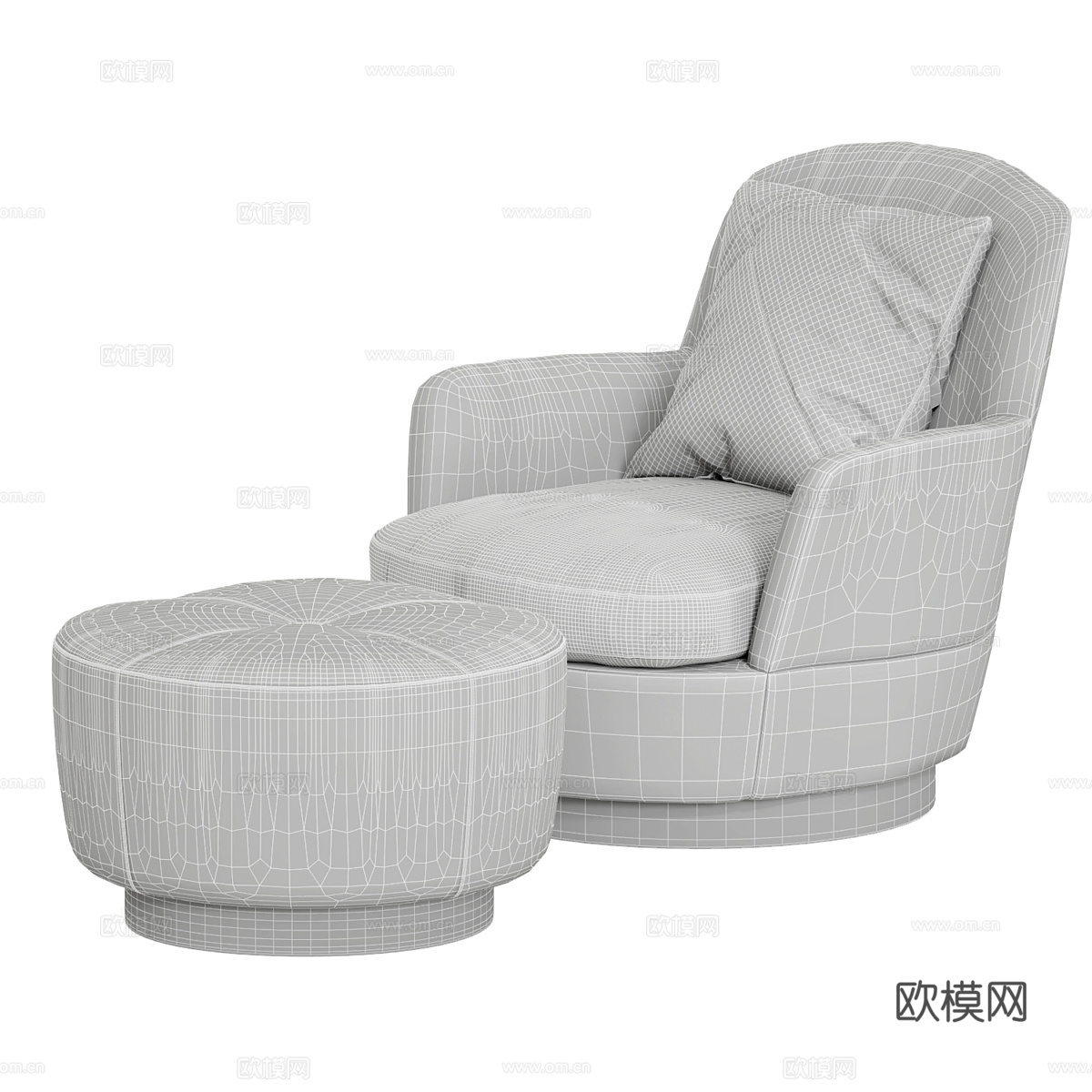 现代意式 Minotti 布艺皮革扶手椅3d模型下载（渲染图5）