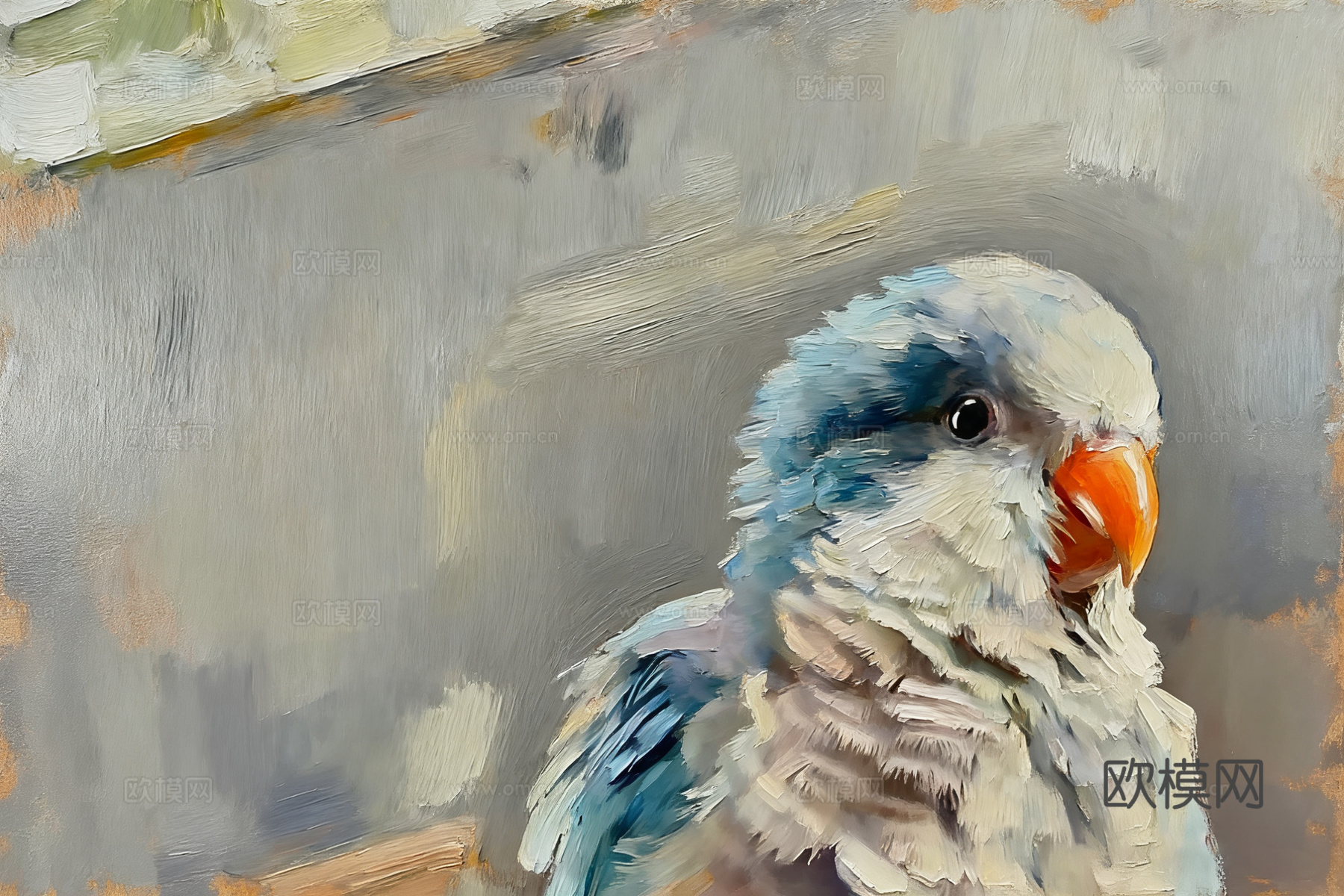 鹦鹉鸟类油画轻奢风现代画布