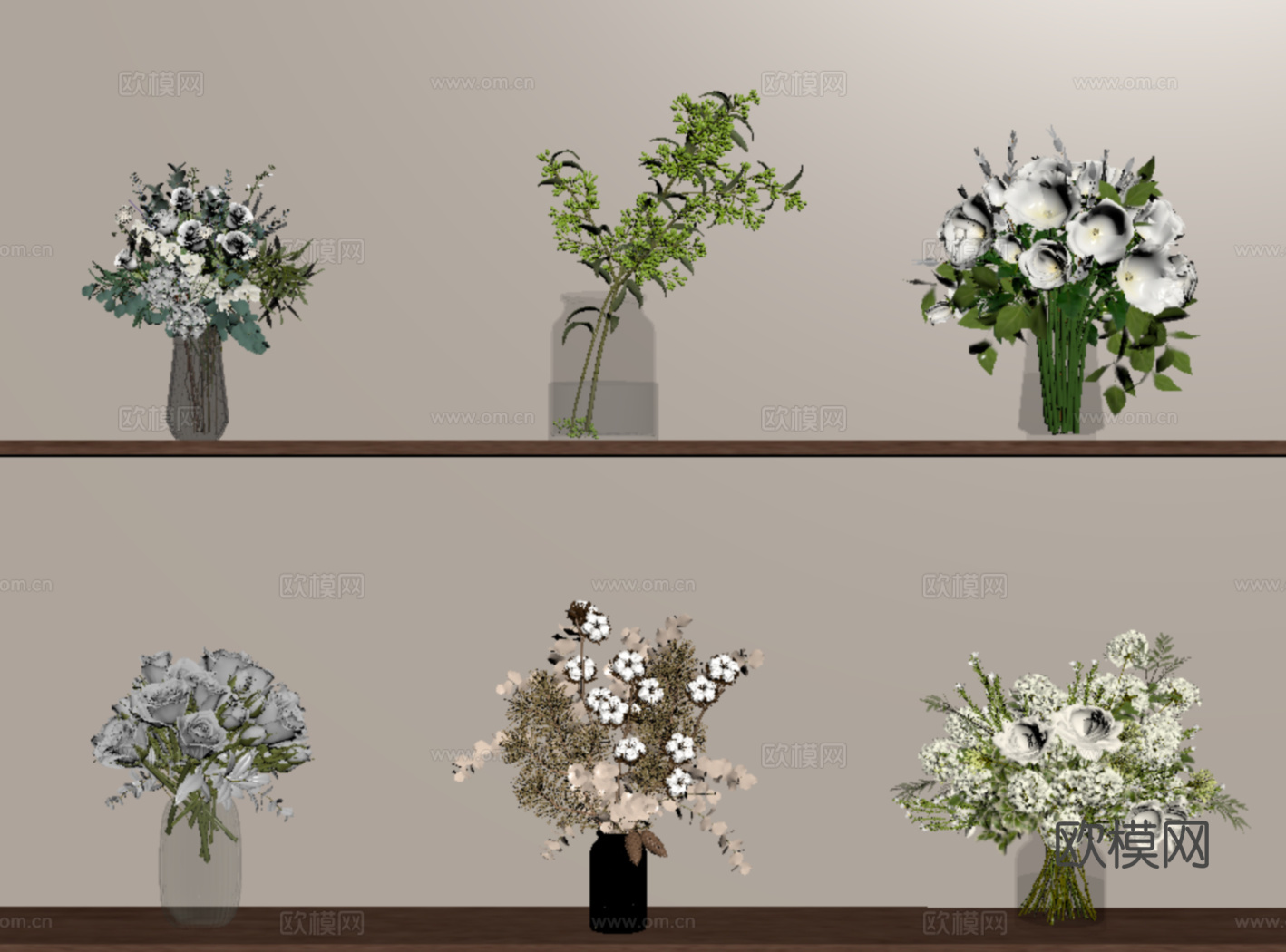 现代花瓶花艺su模型