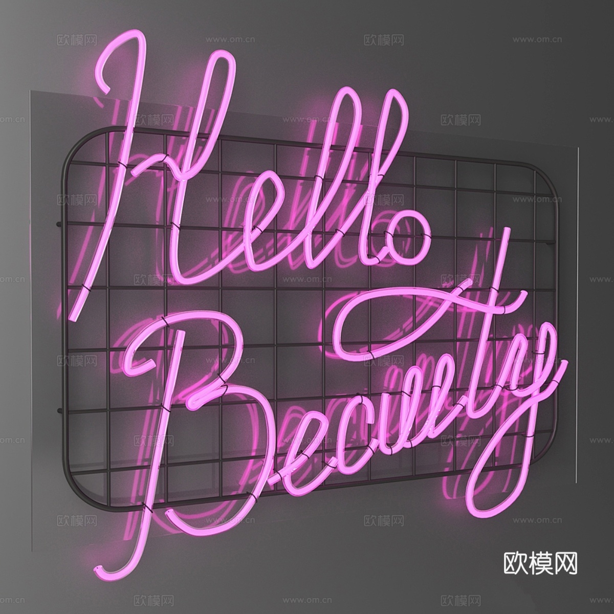 霓虹灯招牌——你好，美女3d模型