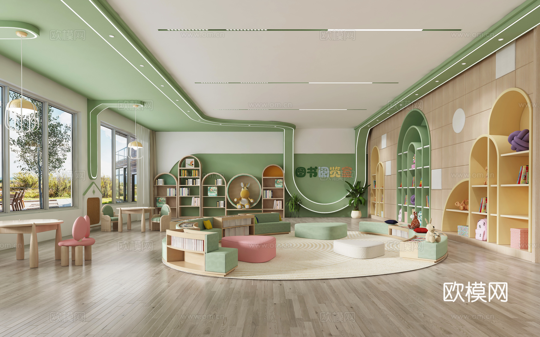儿童图书馆阅览室 幼儿园阅览室图书室 阅览室图书馆 书吧 图3d模型下载
