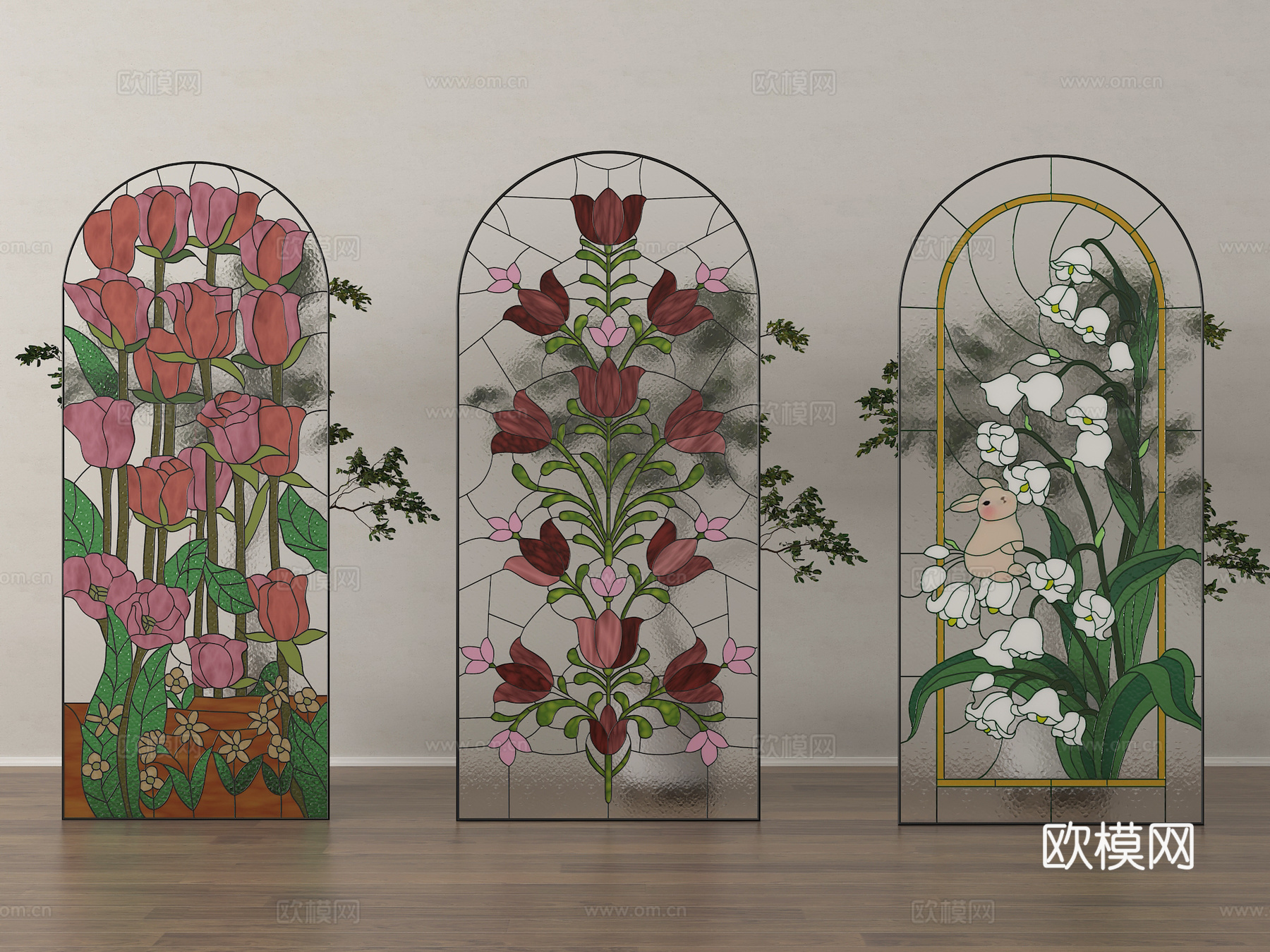 蒂凡尼 法式隔断 玻璃su模型