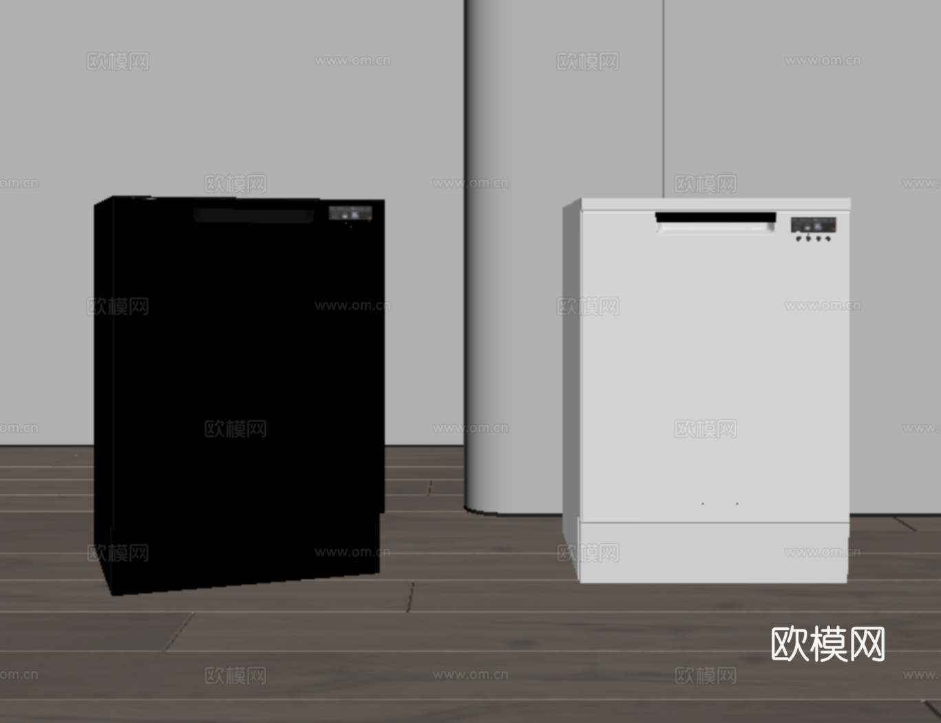 现代洗碗机 消毒柜su模型