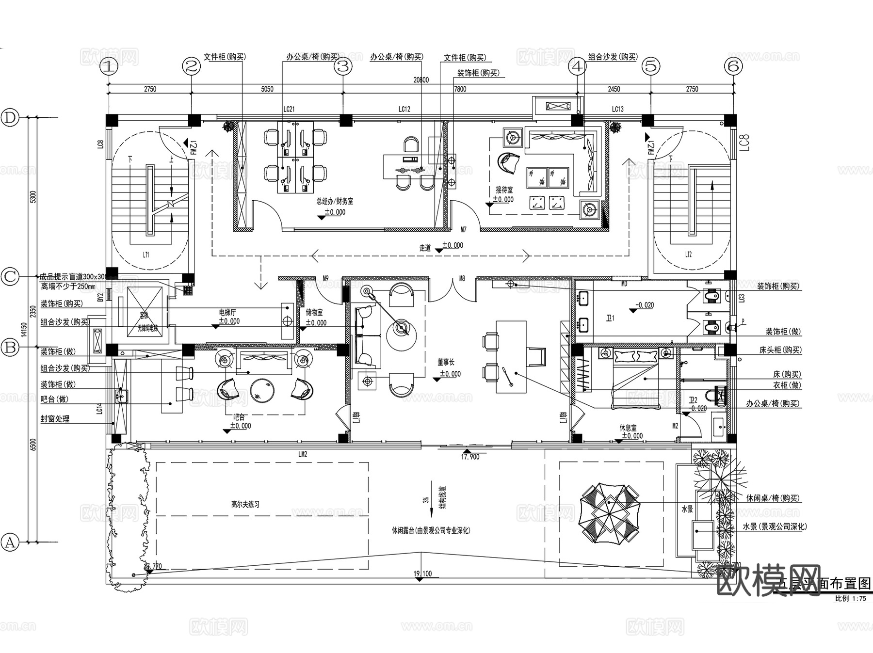广东里水小镇智领商业广场独栋办公楼室内装饰CAD施工图整套cad施工图