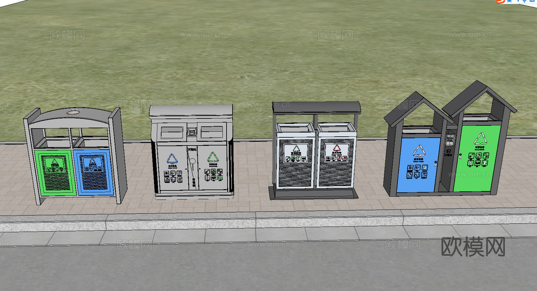 垃圾箱 垃圾桶 垃圾分类 垃圾回收su模型