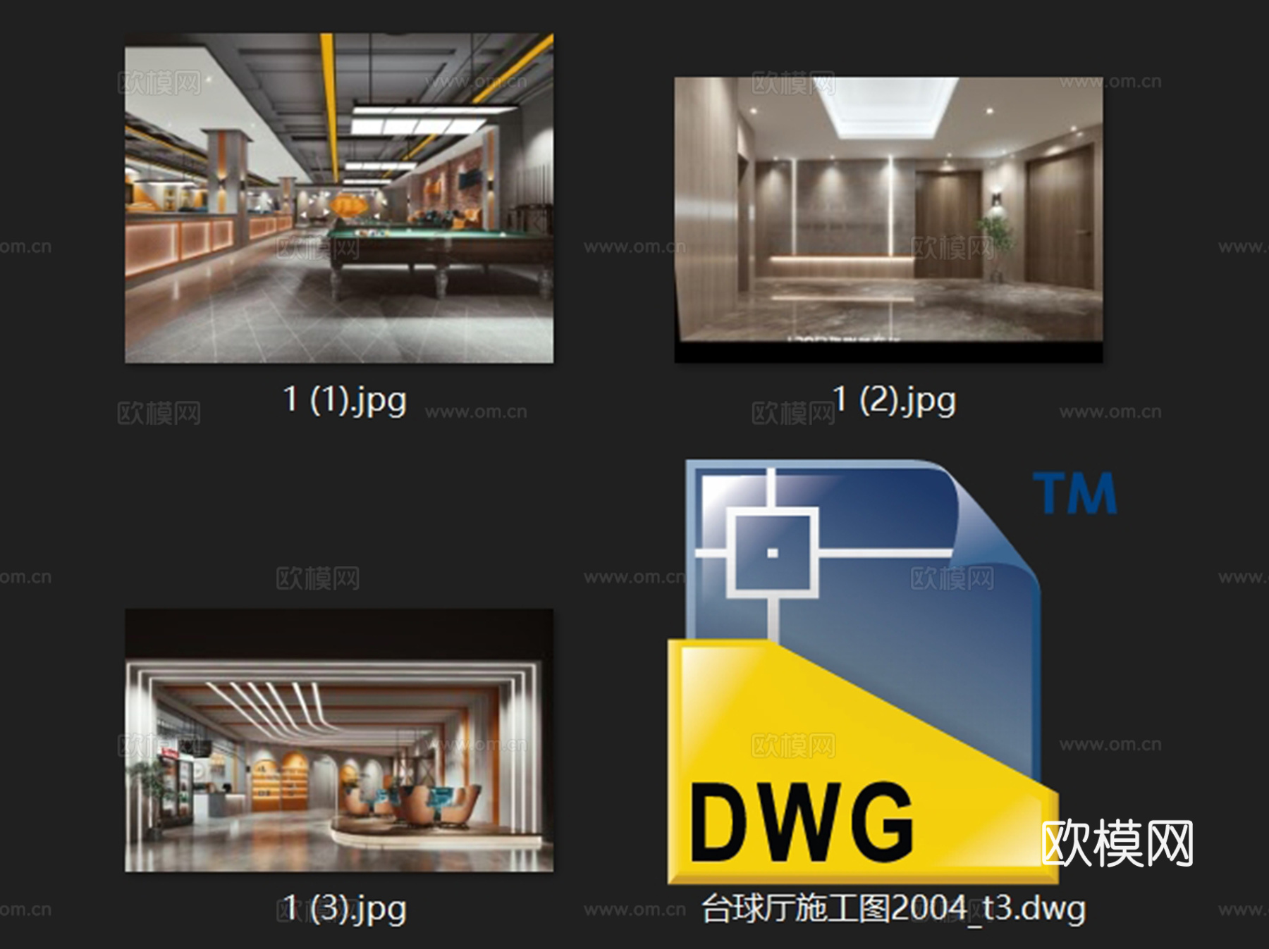 798连锁台球厅室内工装CAD施工图cad施工图