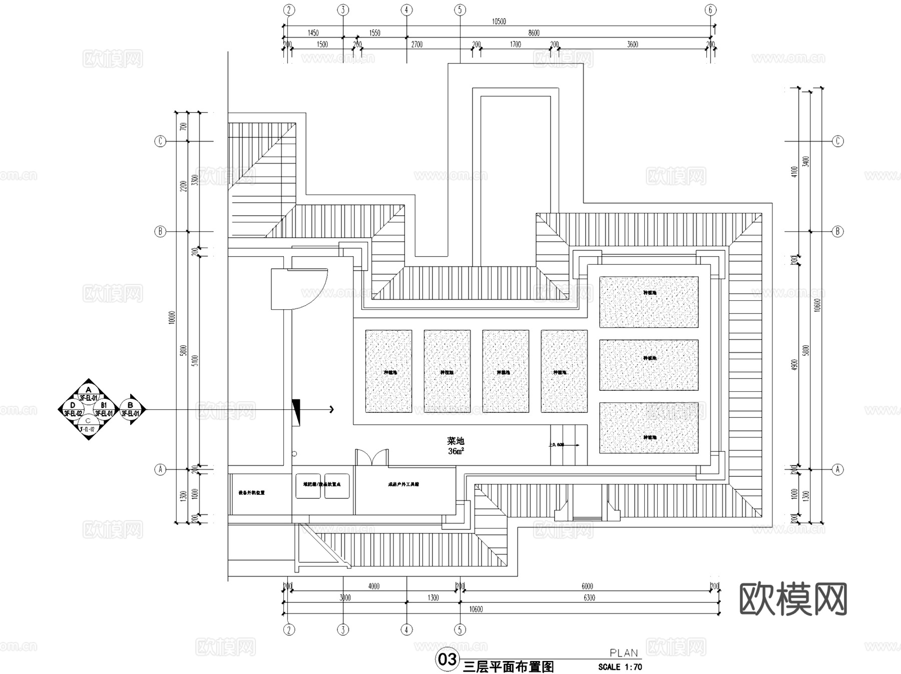 达州通锦国际嘉园三期三层别墅带屋顶花园无主灯家装cad施工图
