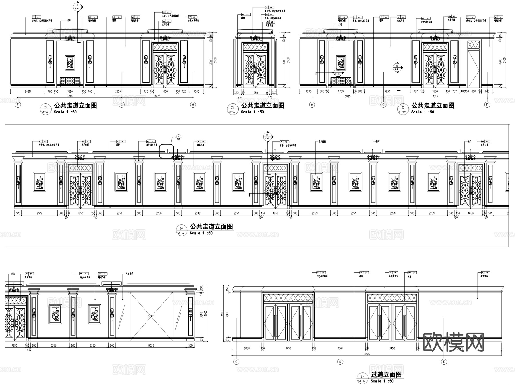 上海红子鸡大酒店一层室内装饰CAD施工图整套cad施工图