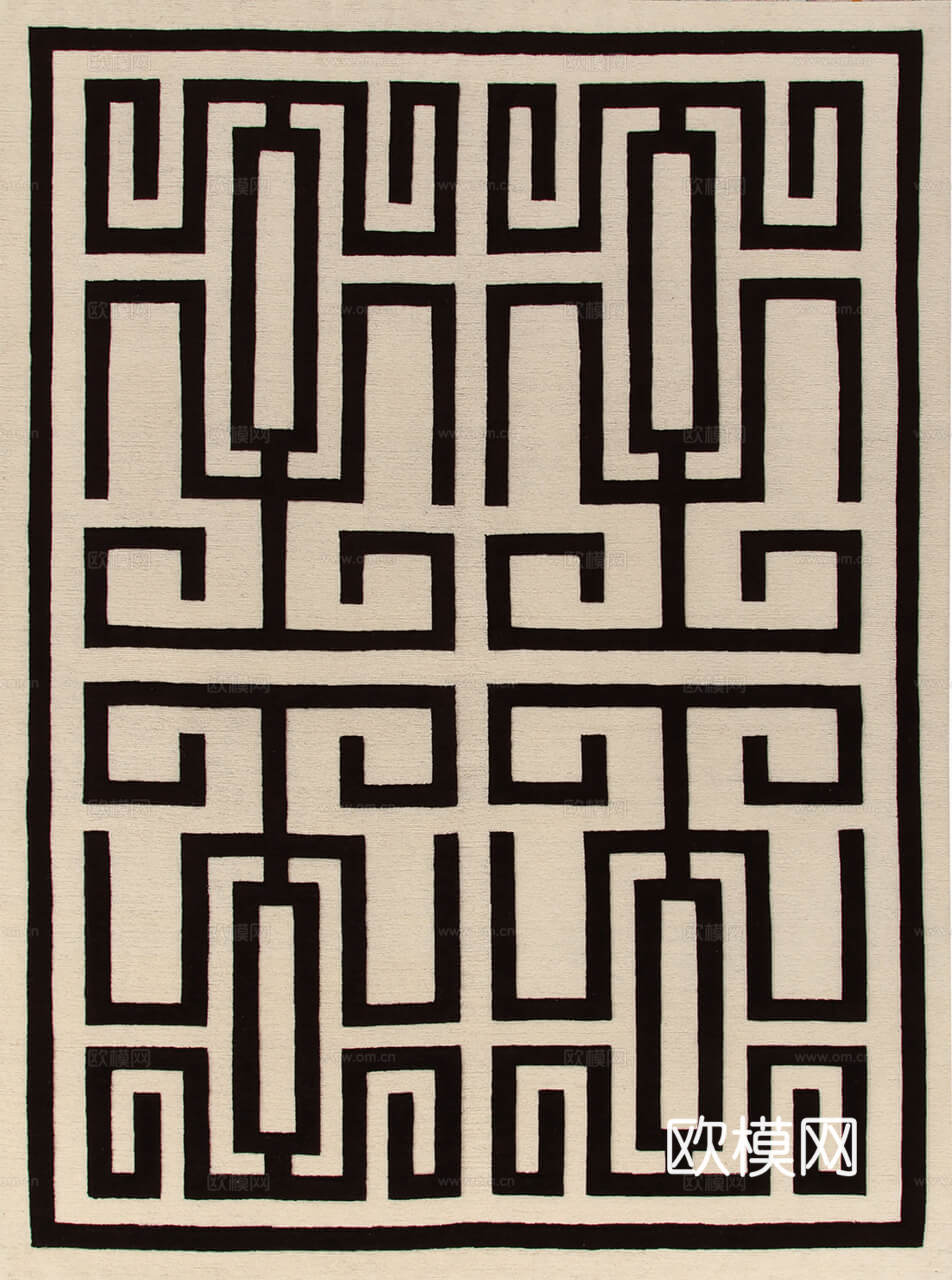 新中式几何地毯  简约地毯 地毯 块毯 毛毯