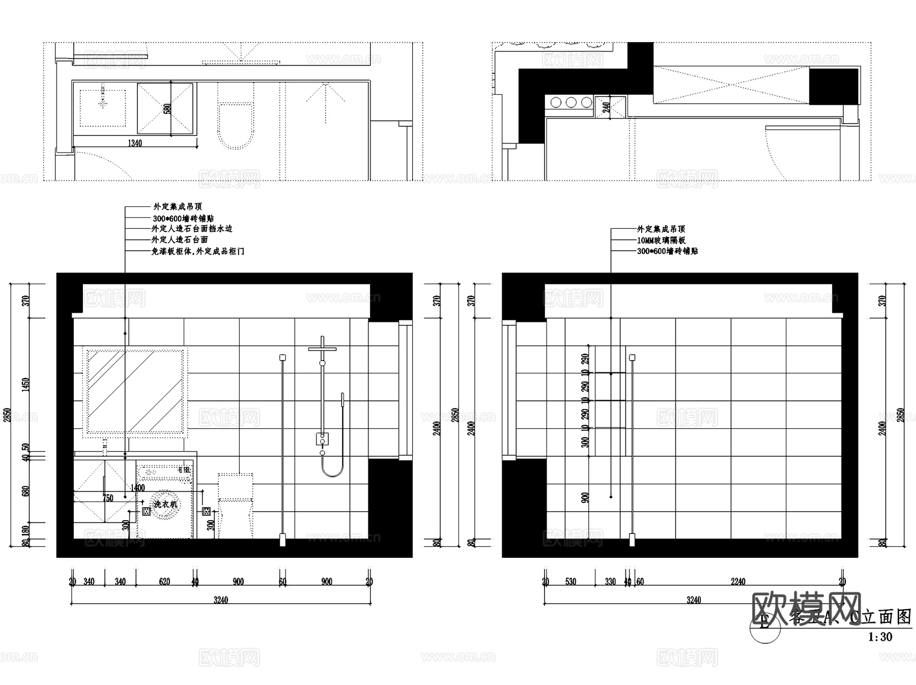 杭州凯旋门4-3-402无主灯室内家装CAD施工图整套cad施工图