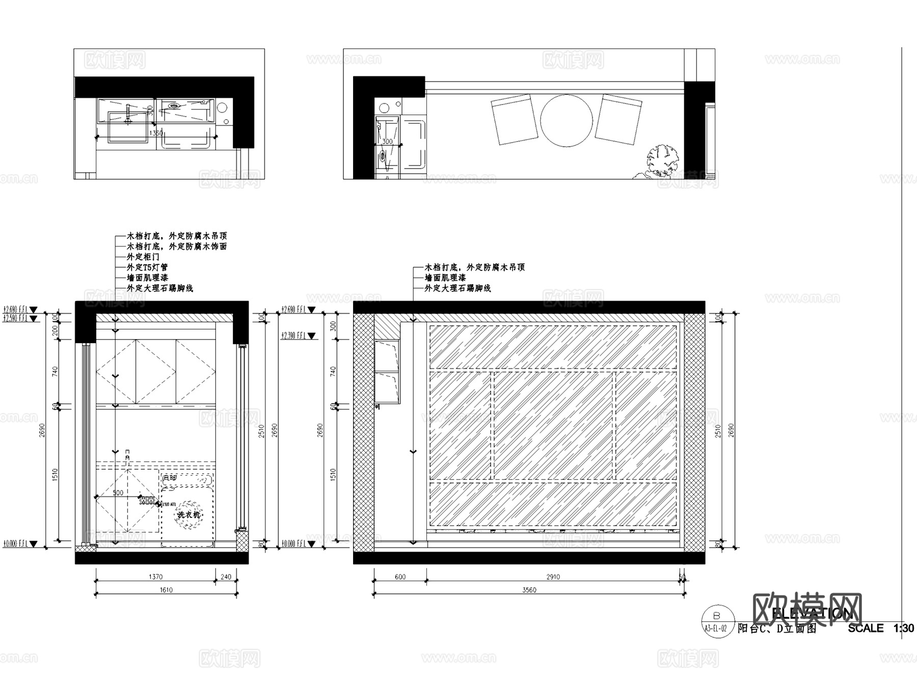 杭州白马山庄3-2203无主灯室内家装CAD施工图整套cad施工图