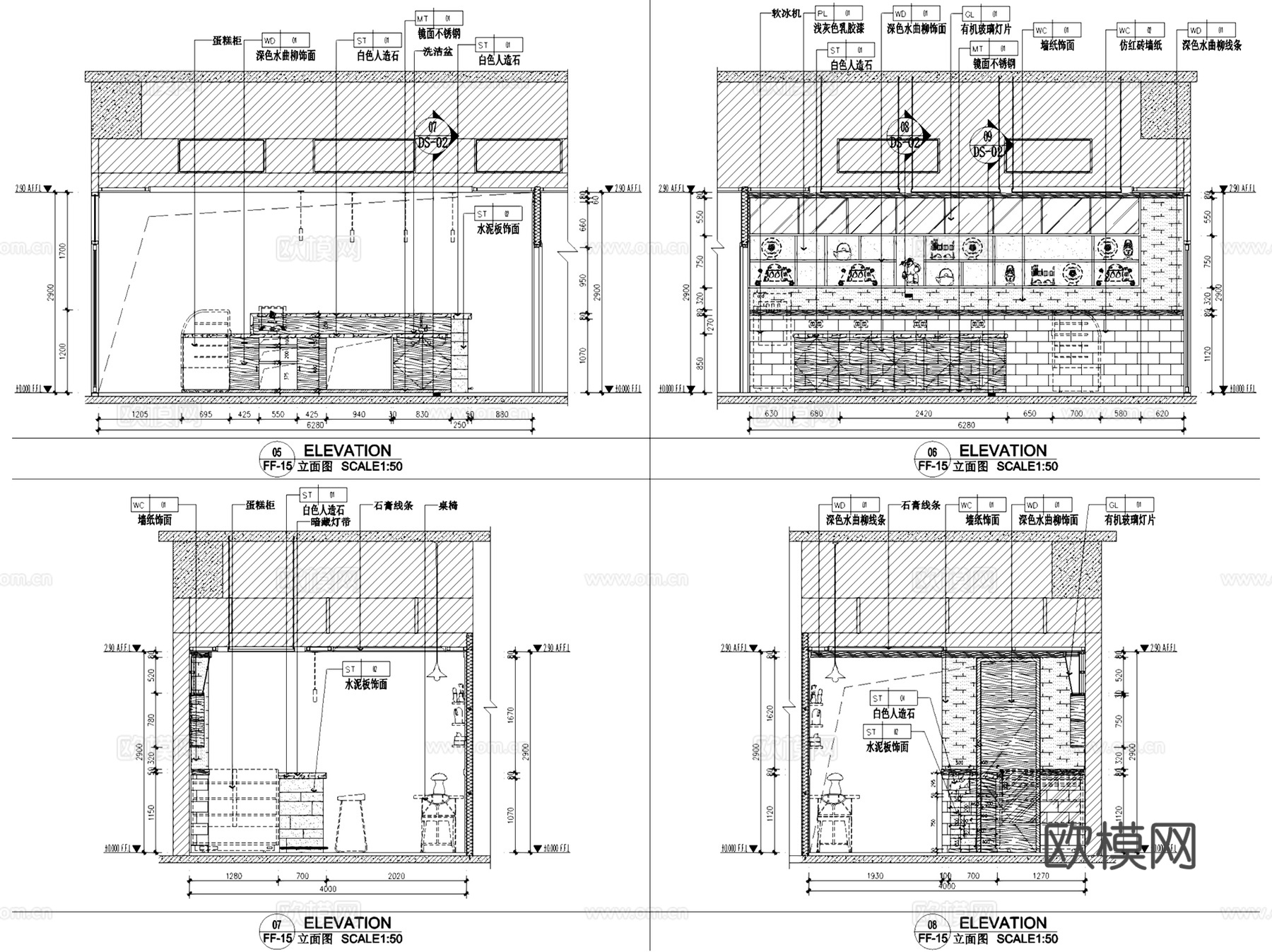 赣州万象城唯典故事冰淇淋店室内工装CAD施工图cad施工图