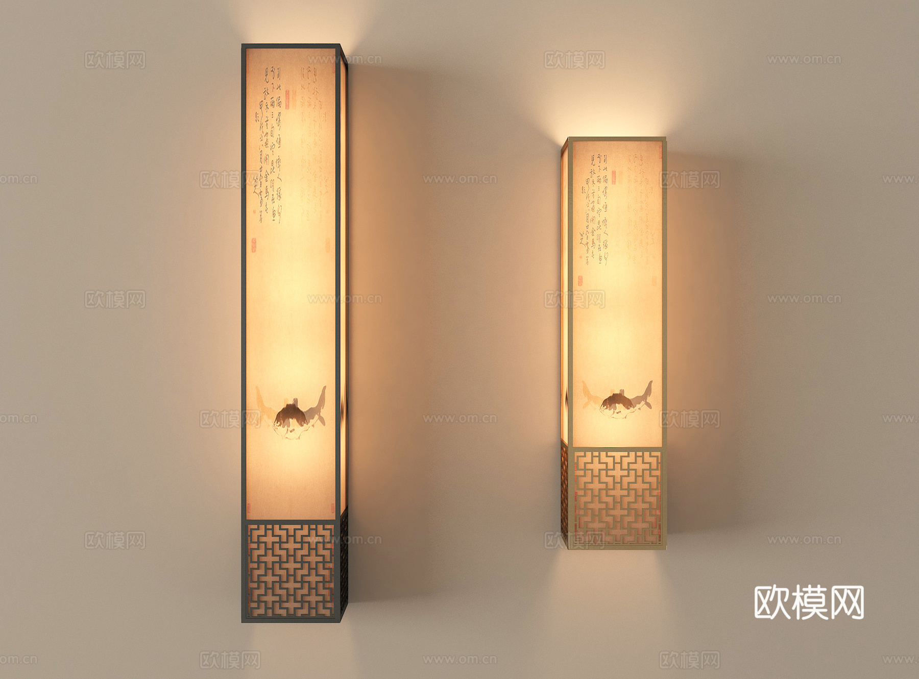 新中式壁灯 长条形壁灯3d模型下载
