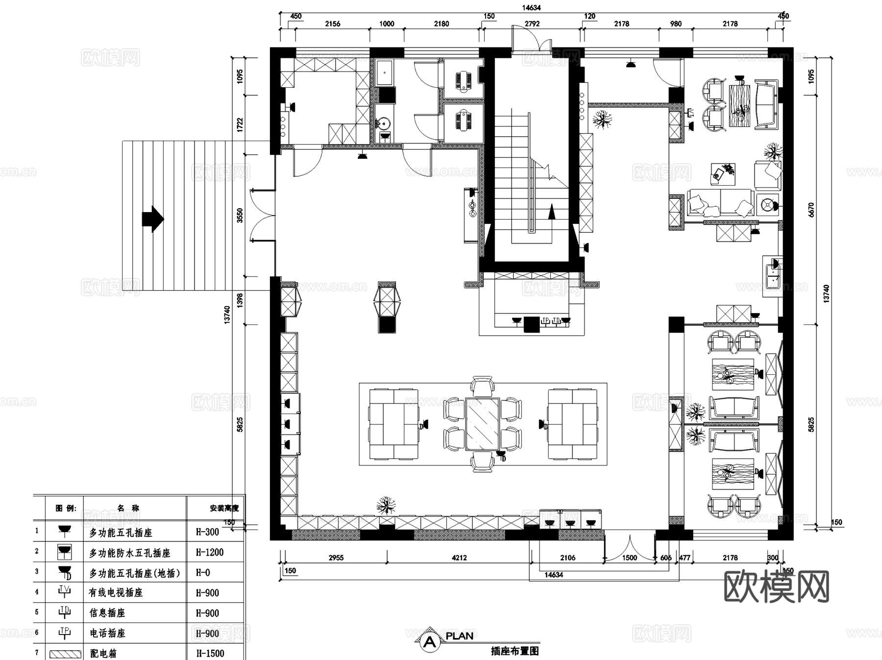 盛皇茗茶西南路店茶室会所室内工装CAD施工图cad施工图