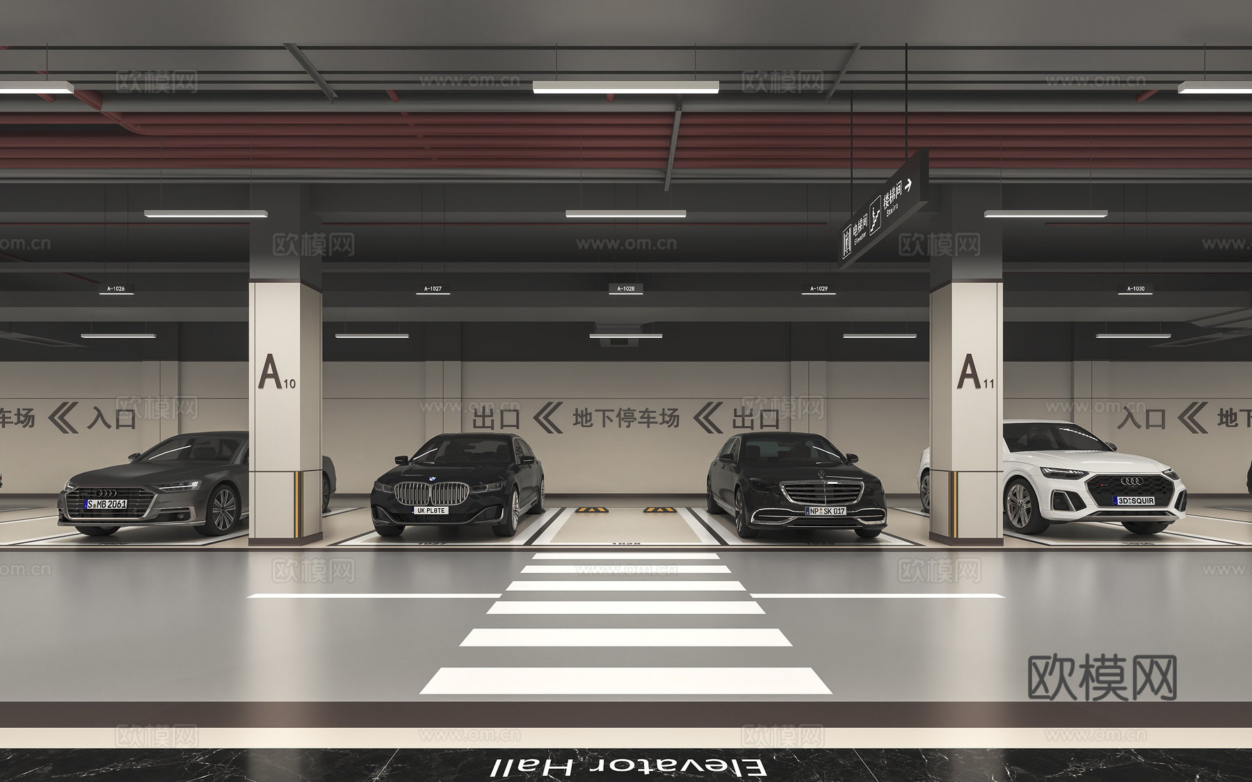 地下车库停车场车马厅3d模型