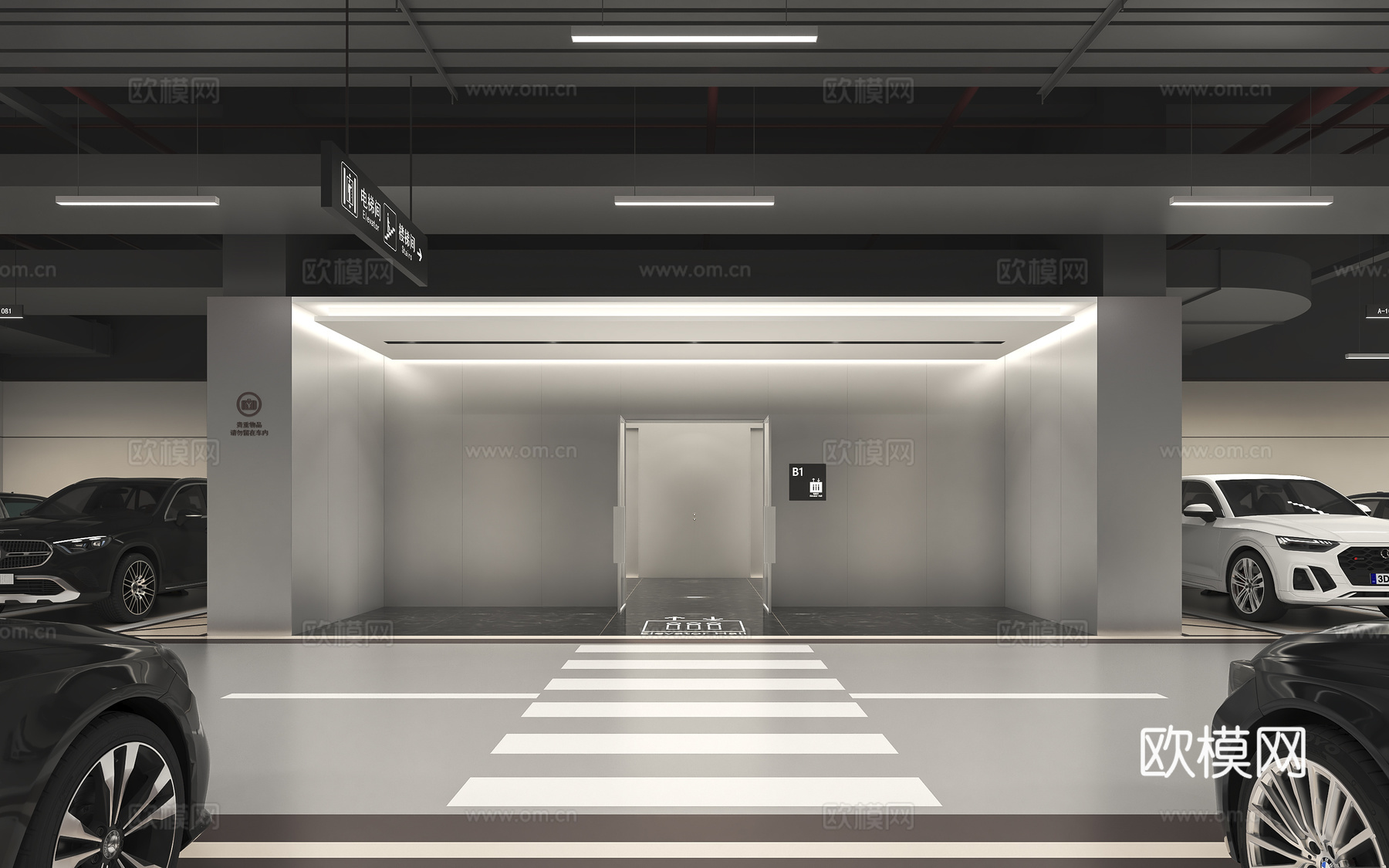 地下车库停车场车马厅3d模型
