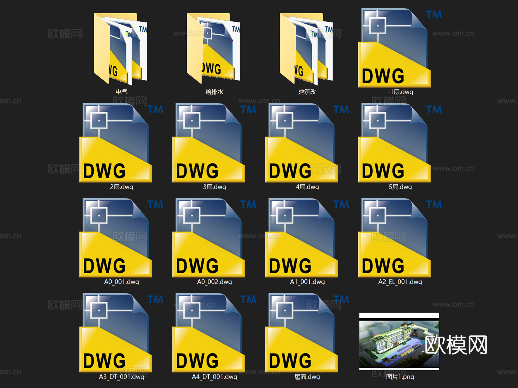 保定博创地产社区活动中心建筑CAD施工图cad施工图