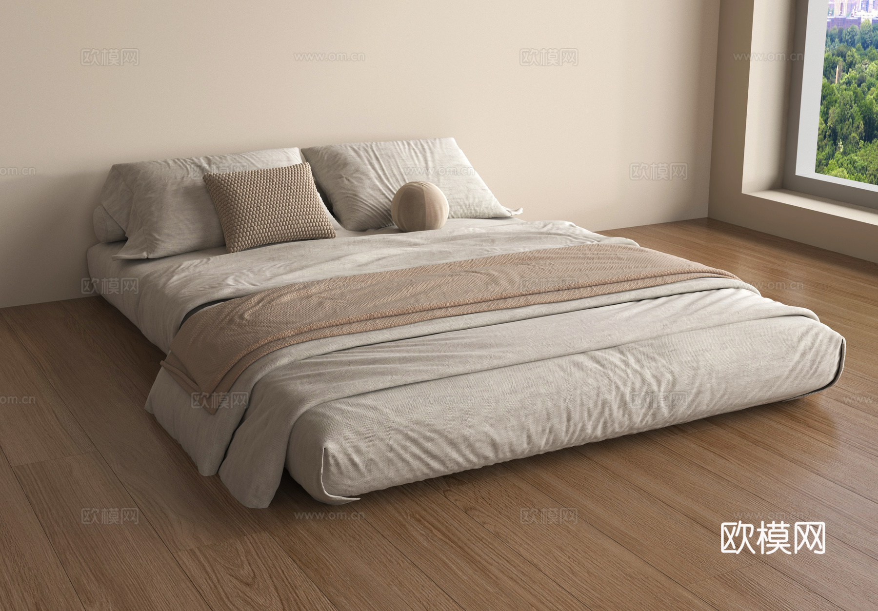 现代床垫 榻榻米床垫 床品su模型