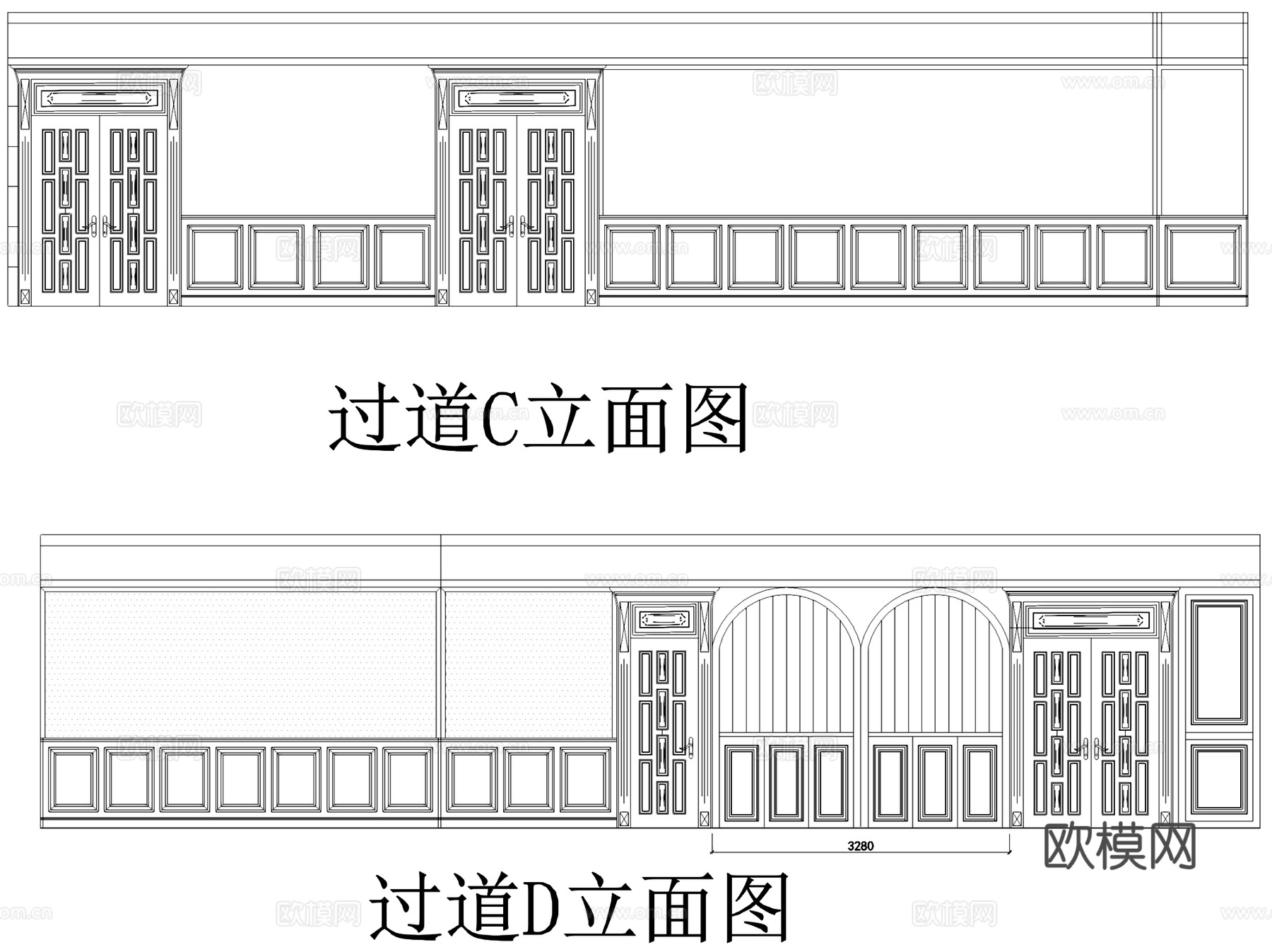 欧式塞格办公室室内工装CAD施工图+3Dmax模型cad施工图