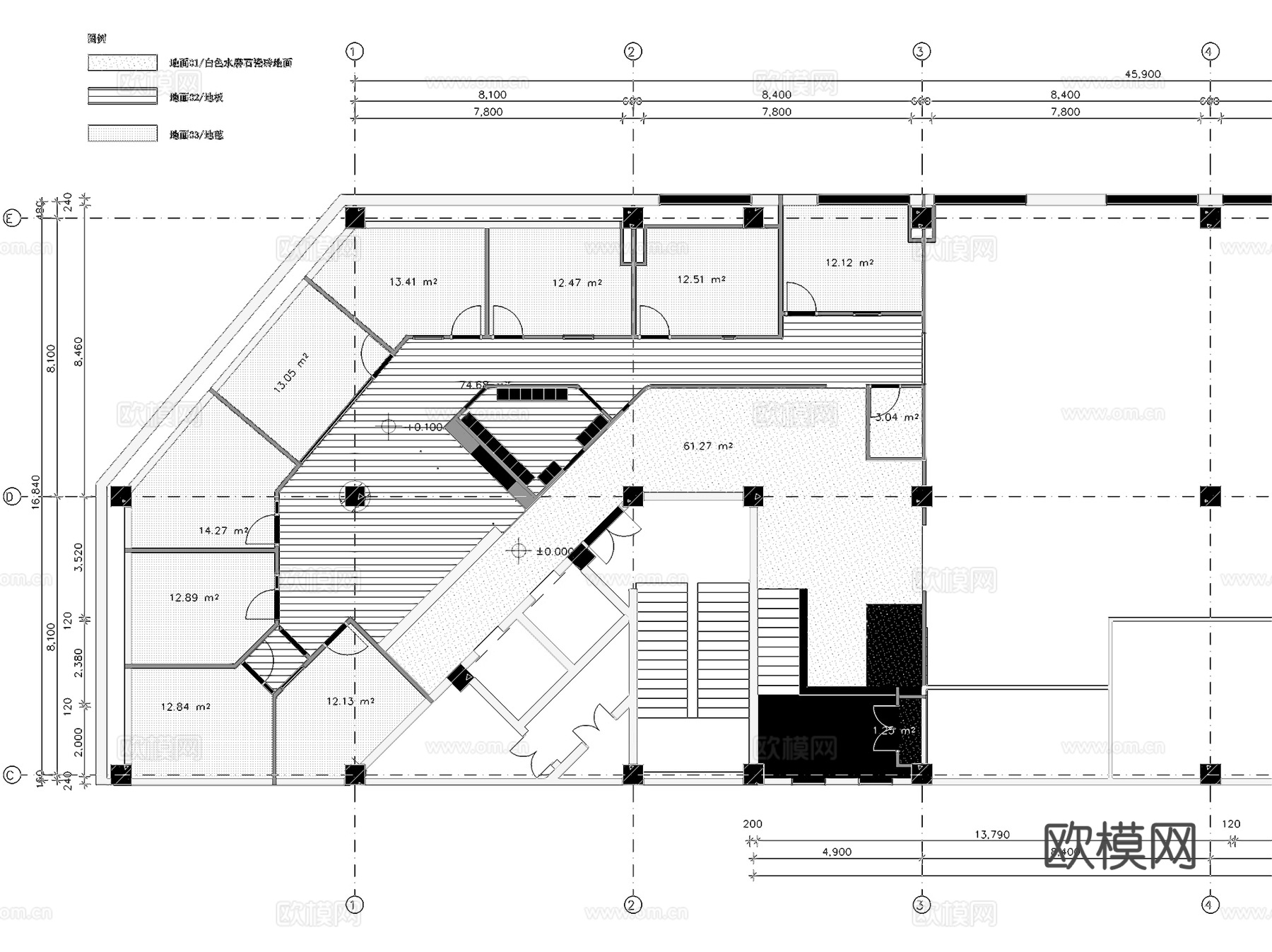 科贝乐早教培训丹东万达店室内工装CAD施工图cad施工图