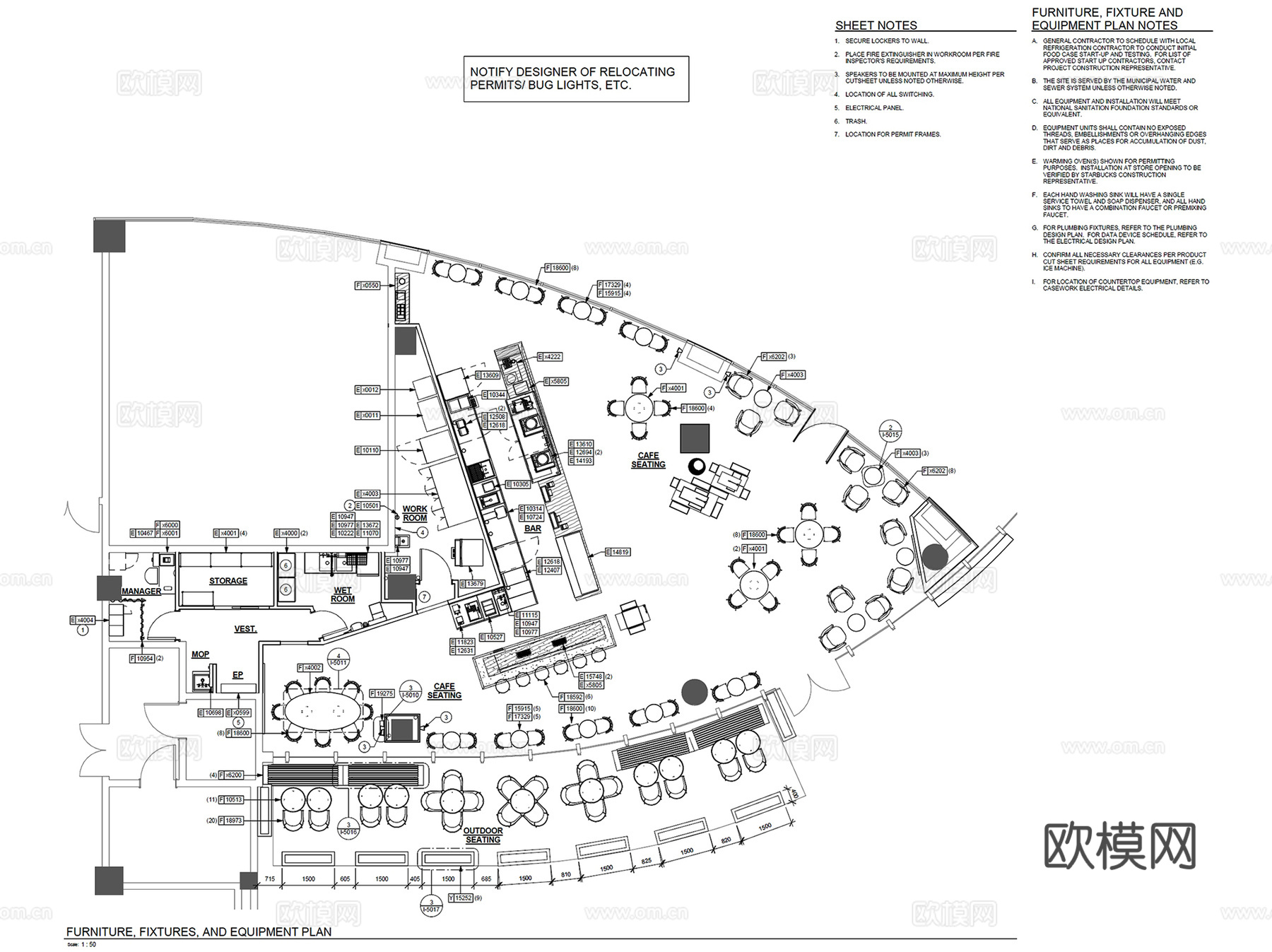 星巴克咖啡台州椒江青悦城店室内工装CAD施工图整套cad施工图