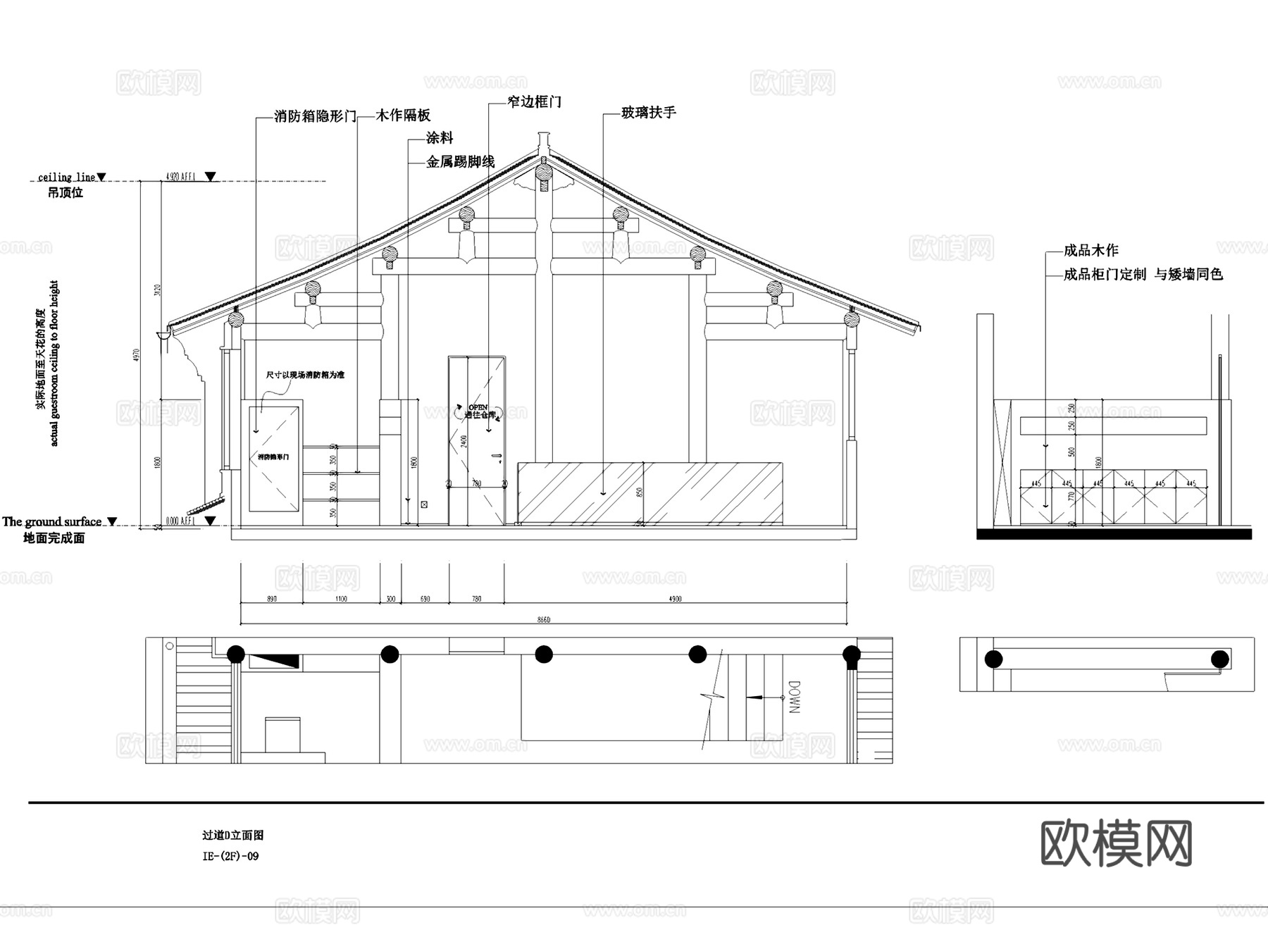 飒飒西服新中式二层服装店室内工装CAD施工图cad施工图