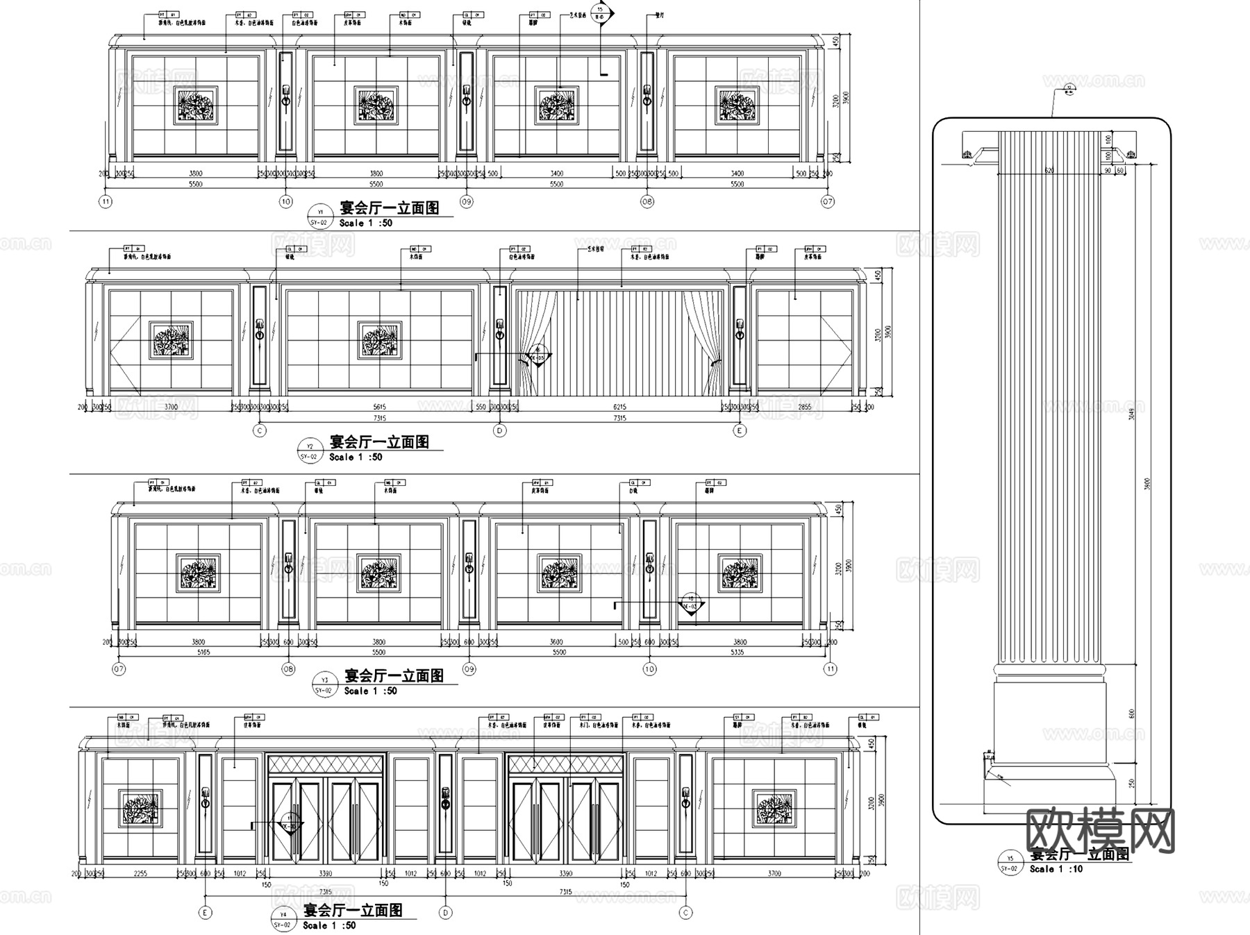 上海红子鸡大酒店一层室内装饰CAD施工图整套cad施工图