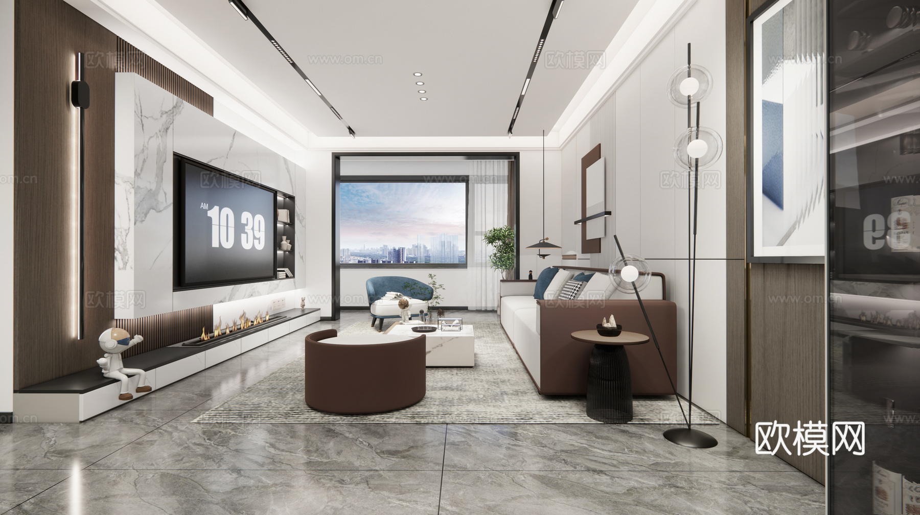 现代客厅   客厅  沙发茶几组合su模型