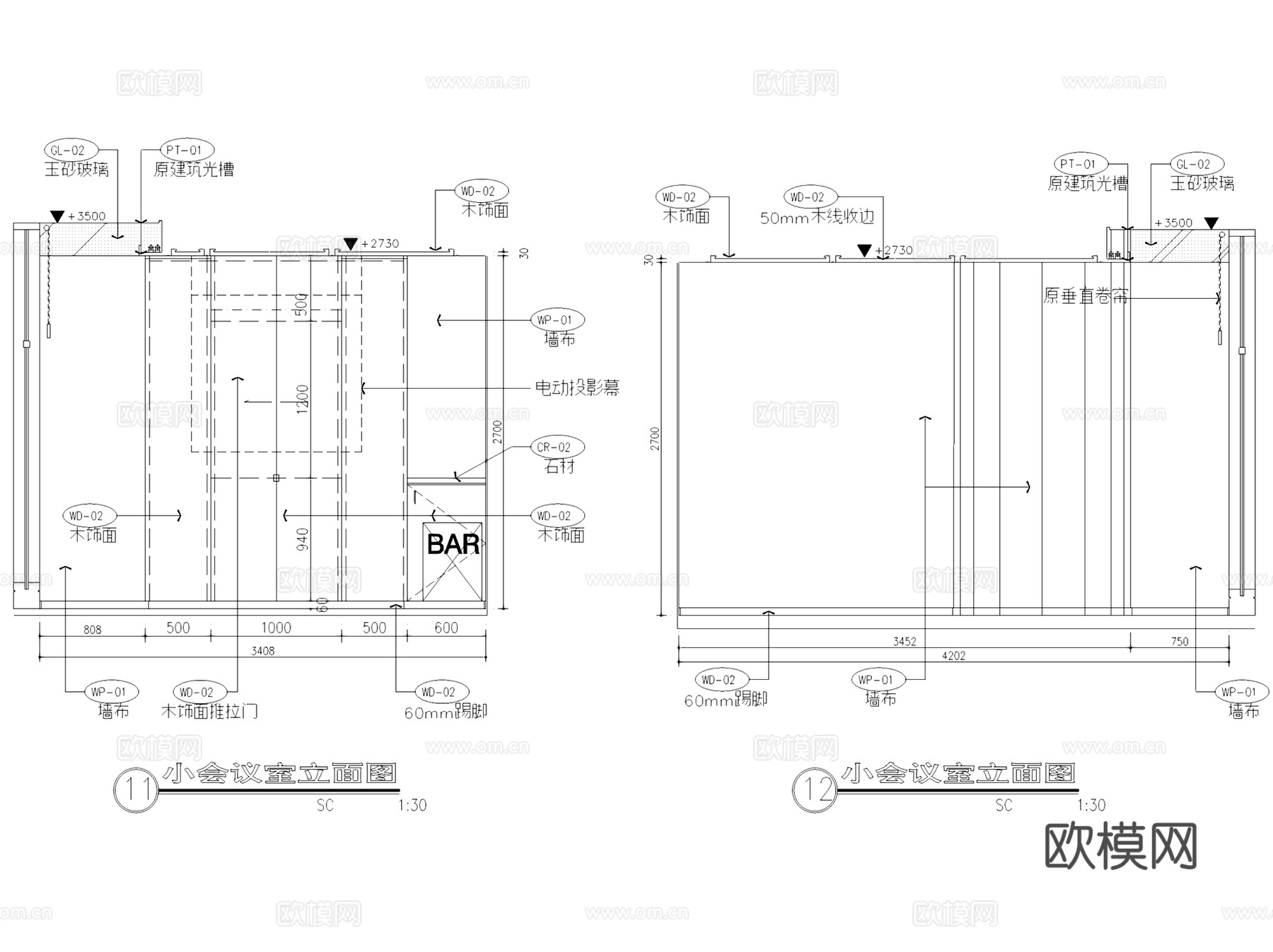 Raffles Office 办公室室内工装CAD施工图整套cad施工图