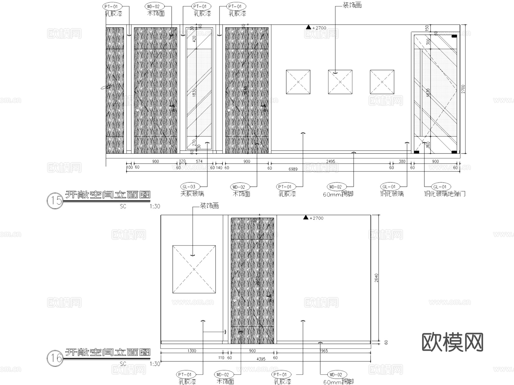 Raffles Office 办公室室内工装CAD施工图整套cad施工图