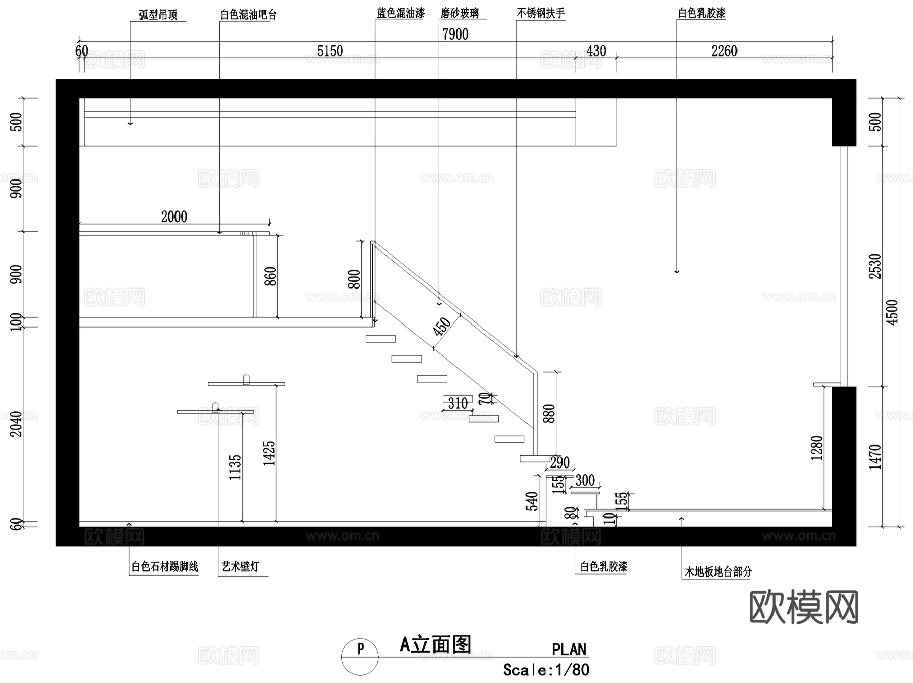 二层现代X-rcying咖啡店室内工装CAD施工图3Dmaxcad施工图