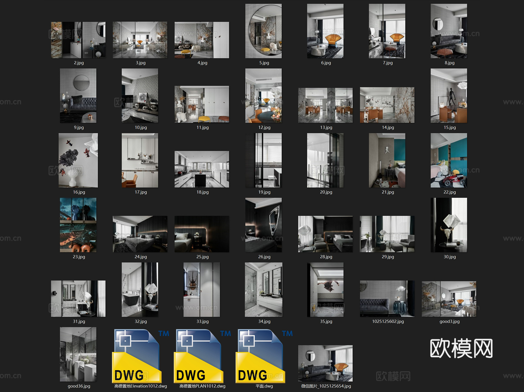 高德置地三室两厅无主灯室内家装CAD施工图整套cad施工图