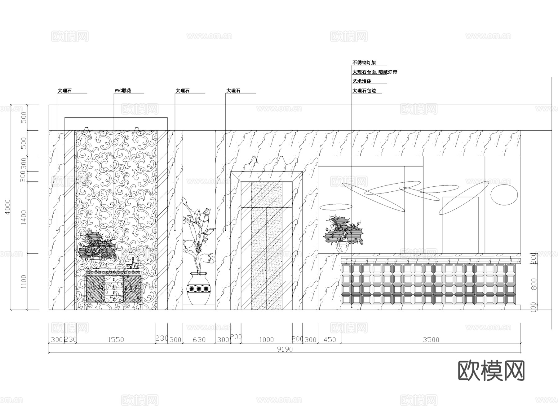 华章欧式咖啡厅室内工装CAD施工图cad施工图