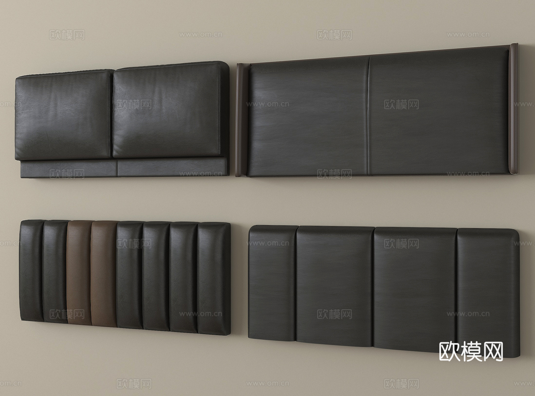 现代床靠背 床品 床头su模型