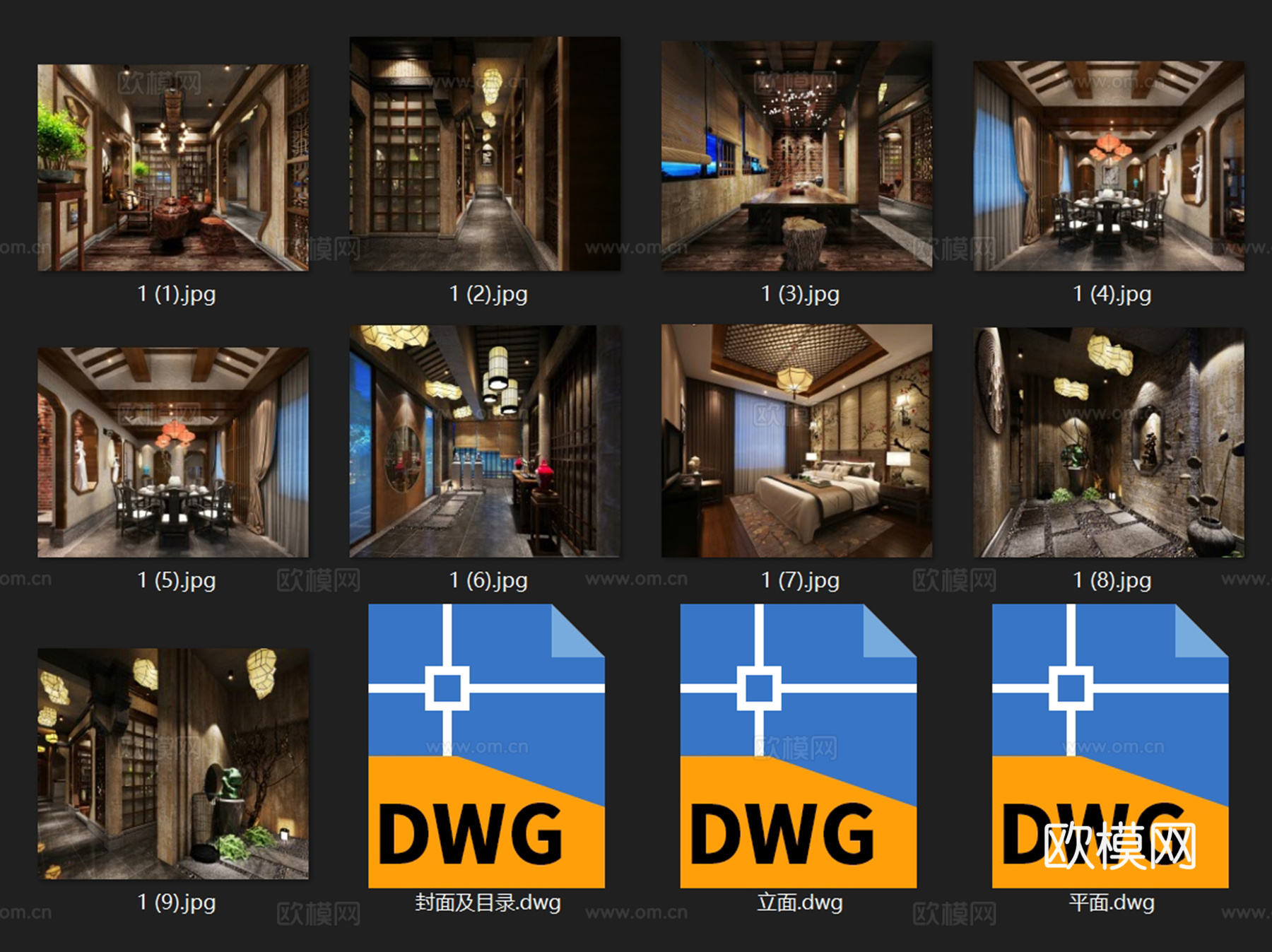 禅意新中式茶室茶楼会所室内工装CAD施工图cad施工图