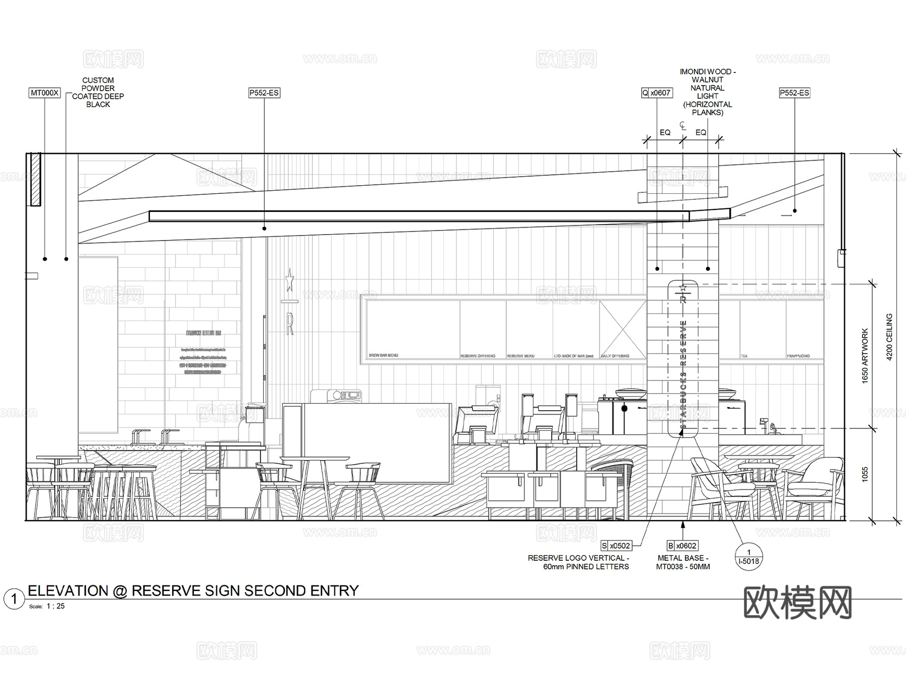 星巴克咖啡台州椒江青悦城店室内工装CAD施工图整套cad施工图