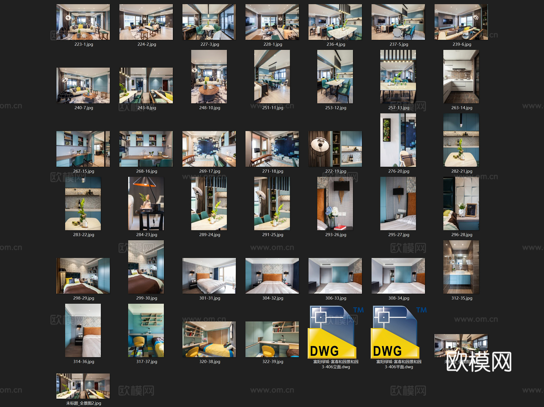 杭州富春和园景和园3-406无主灯室内家装CAD施工图cad施工图