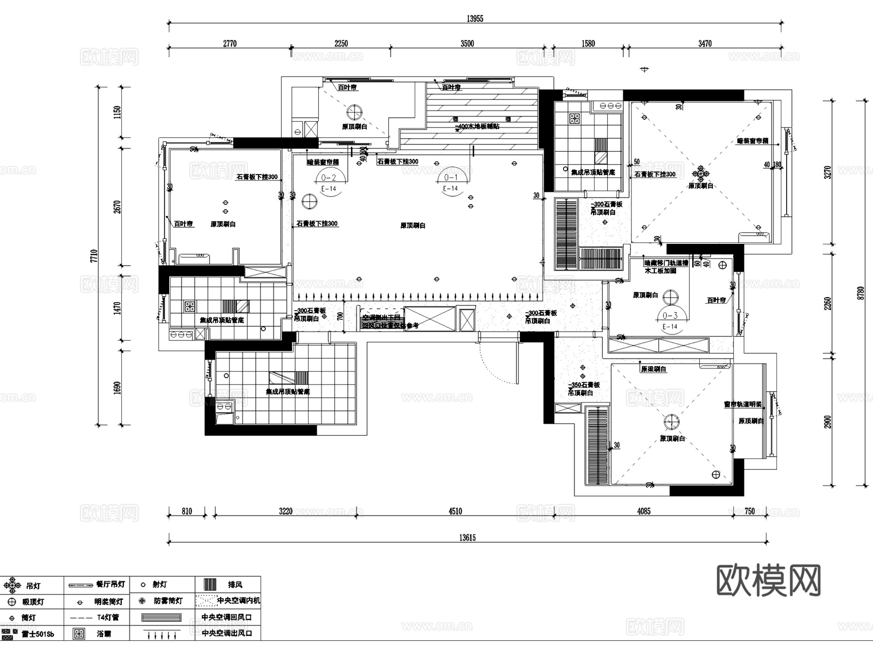 雍和府9-1-801无主灯室内家装CAD施工图整套cad施工图