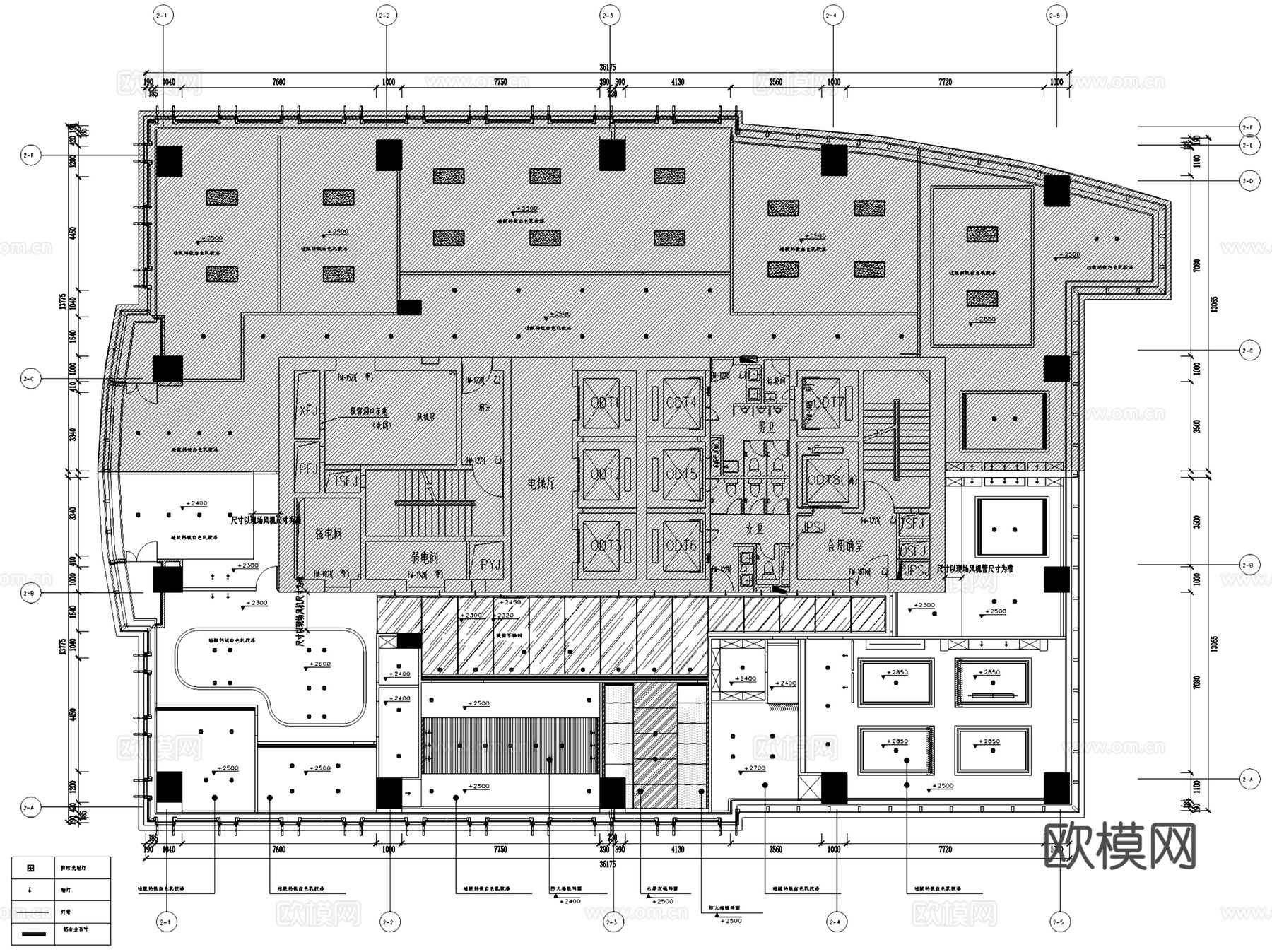 福州恒力城写字楼恒基集团公司办公室室内工装CAD施工图整套cad施工图