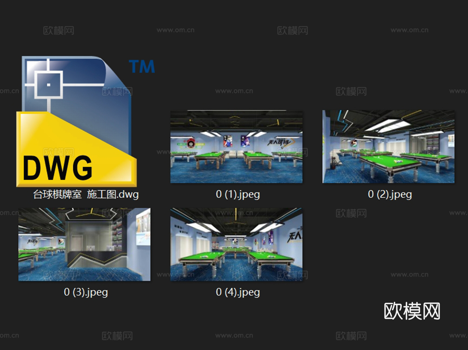台球厅棋牌室室内工装平面系统图CAD施工图cad施工图