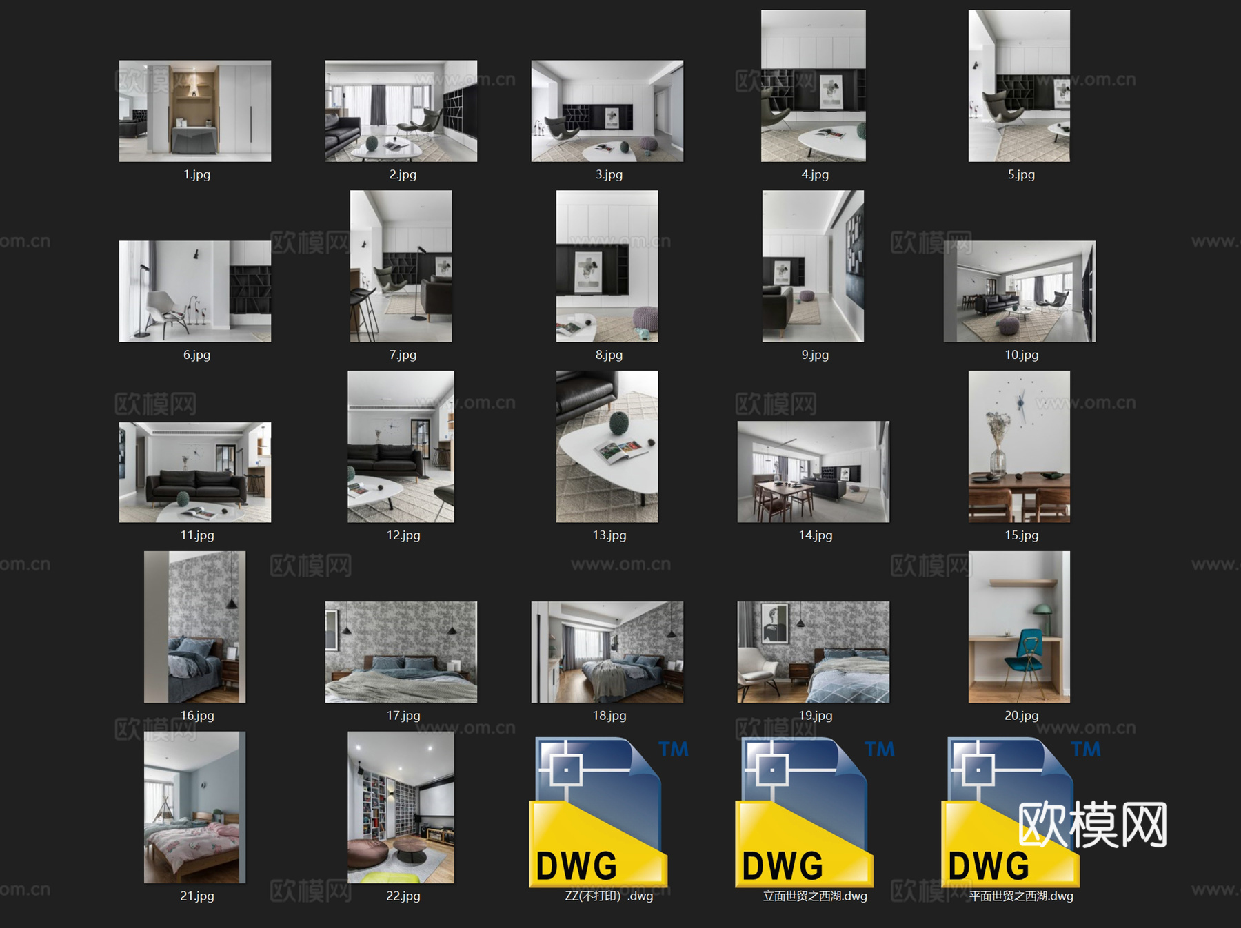 杭州世贸之西湖无主灯室内家装CAD施工图cad施工图