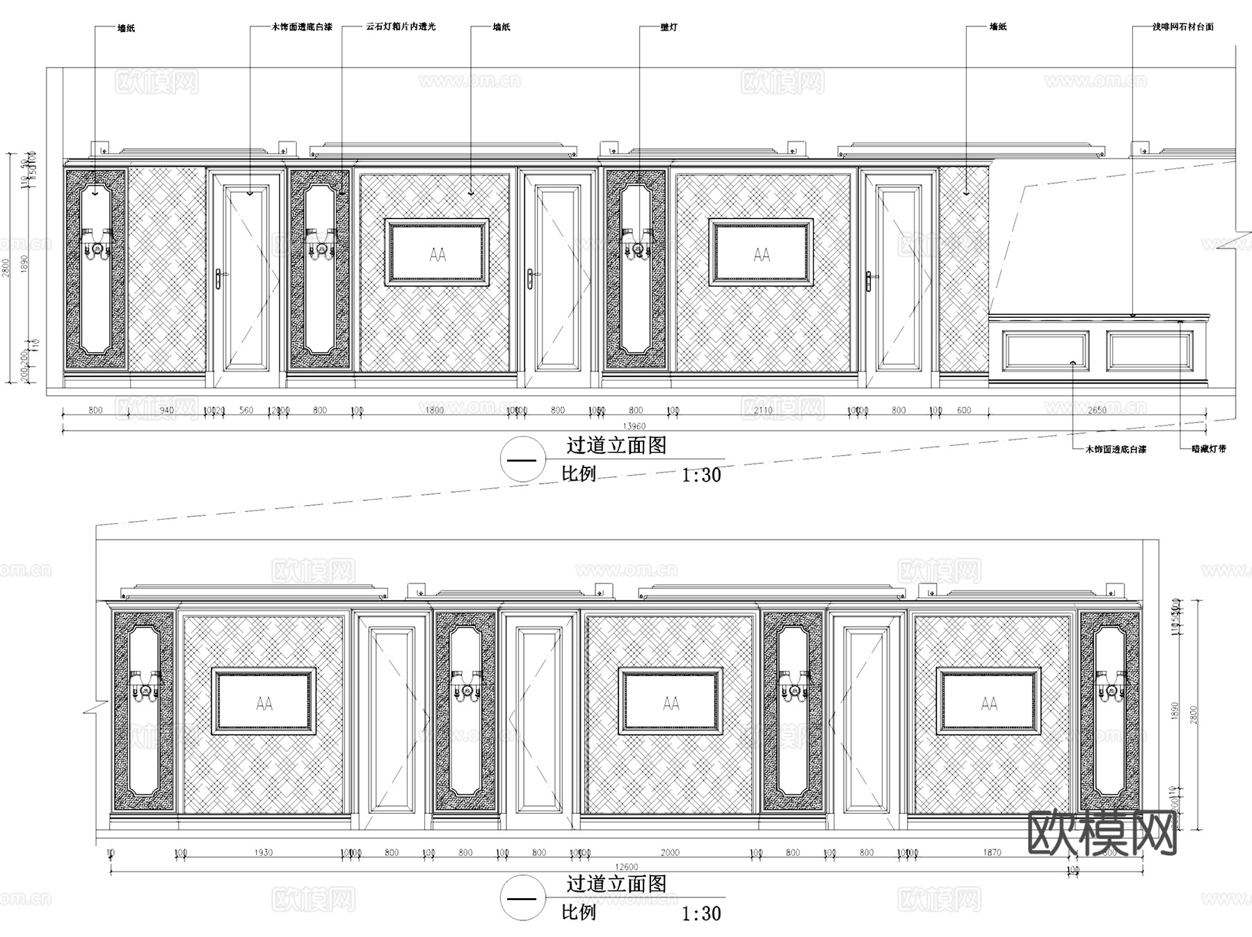 白云台茶楼会所室内工装CAD施工图整套cad施工图