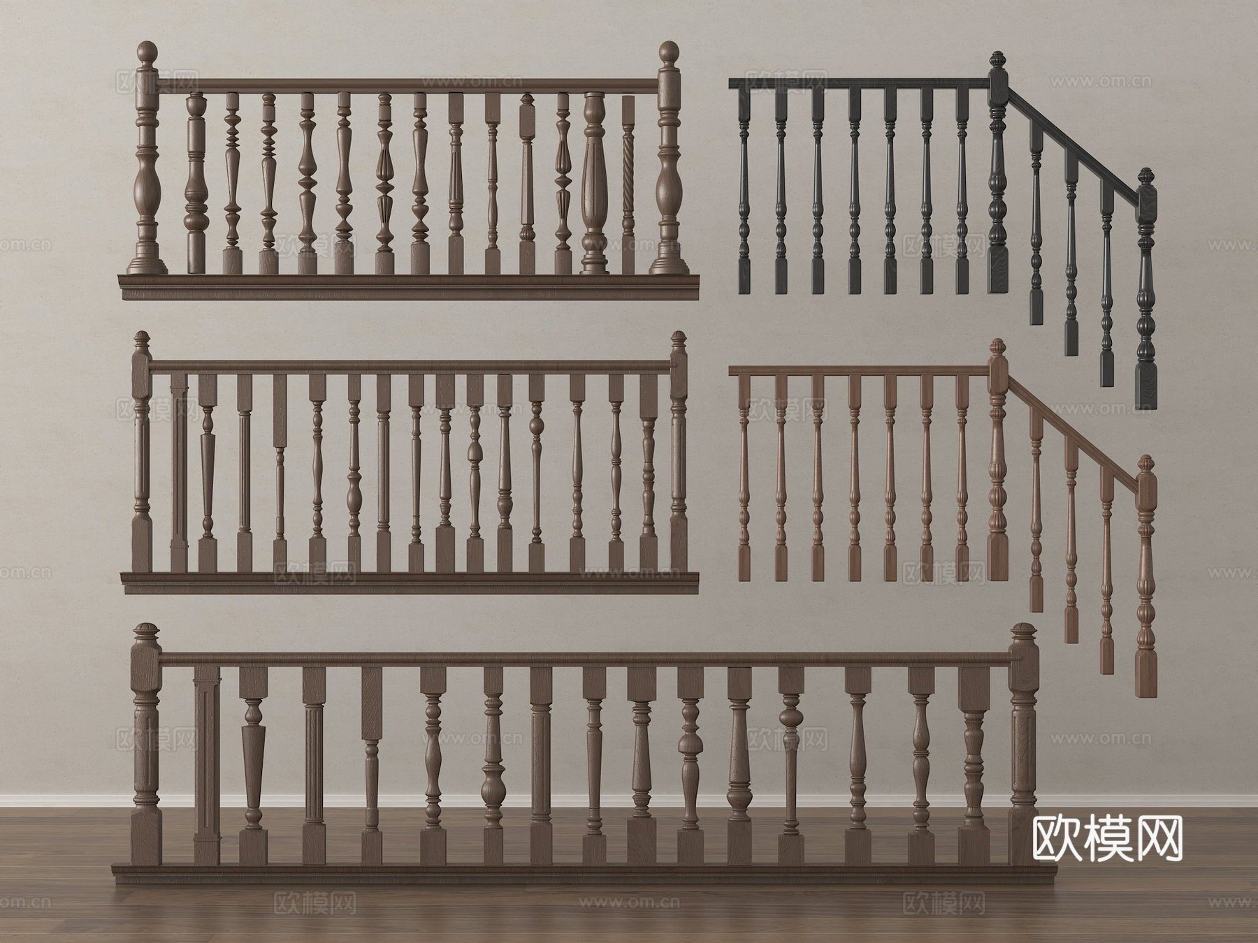 欧式古典楼梯扶手 栏杆 护栏3d模型