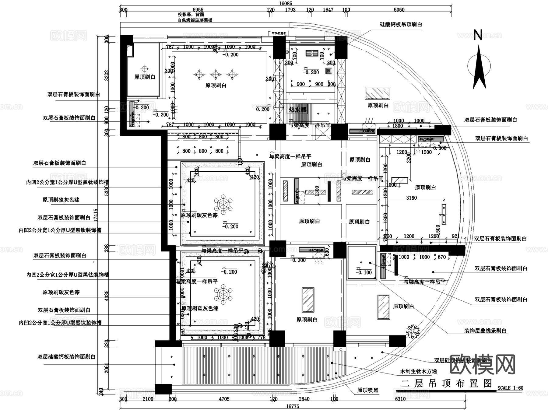 园博1号二层办公室室内工装平面CAD施工图+3Dmax模型cad施工图