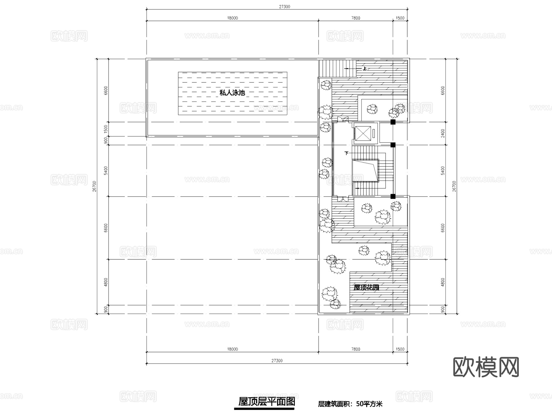 四层茶楼茶室会所带屋顶花园建筑平面CAD施工图+SUcad施工图