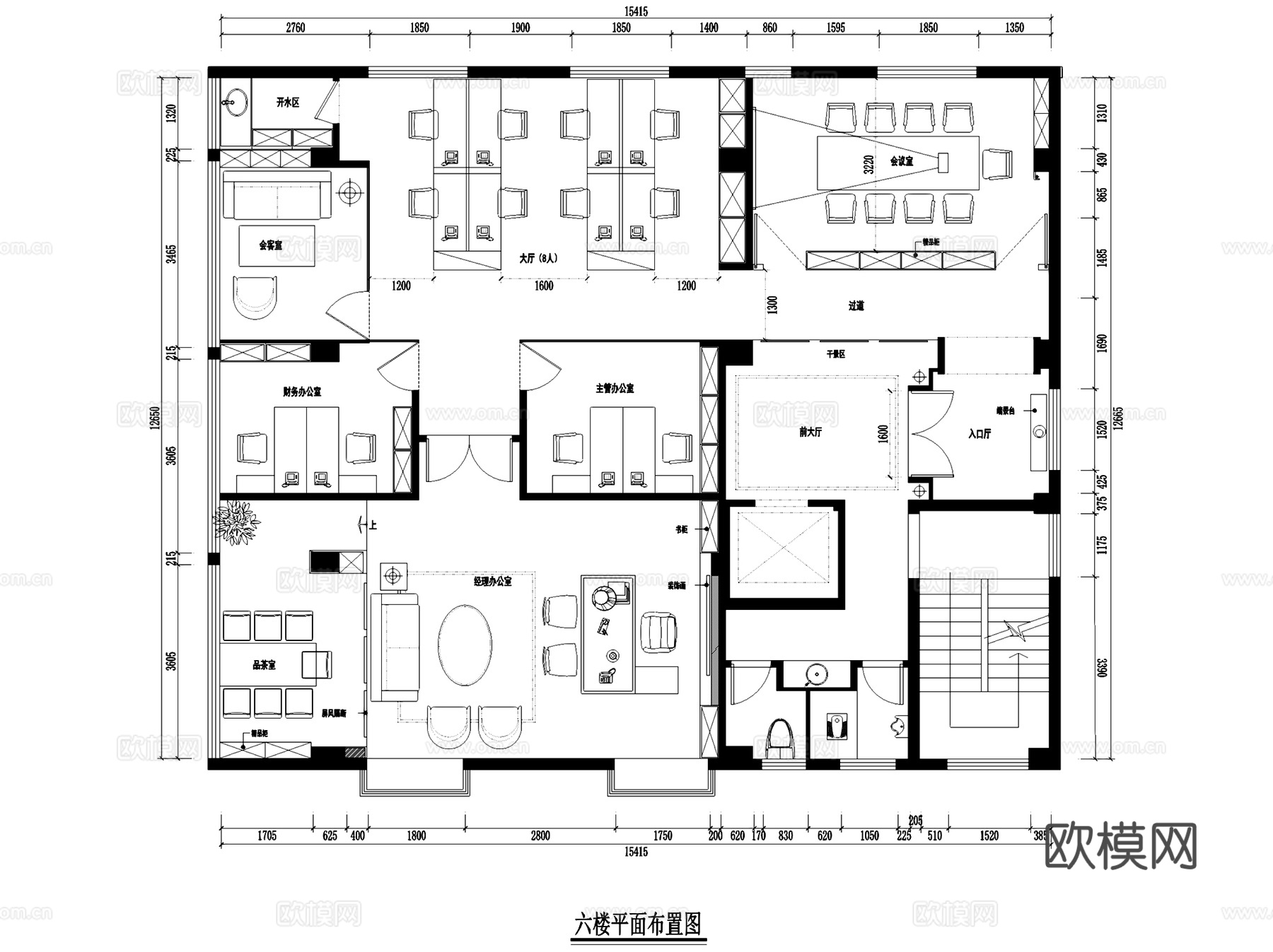 钱运通典当行办公室室内工装CAD施工图cad施工图