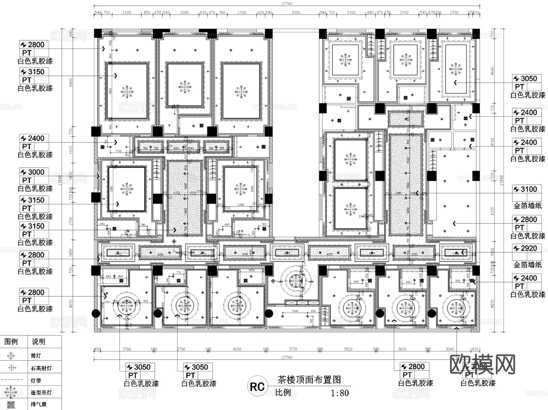 白云台茶楼会所室内工装CAD施工图整套cad施工图