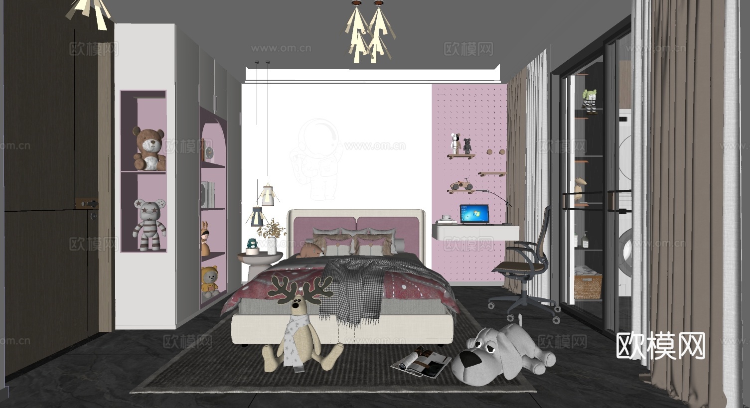女孩房  儿童房su模型