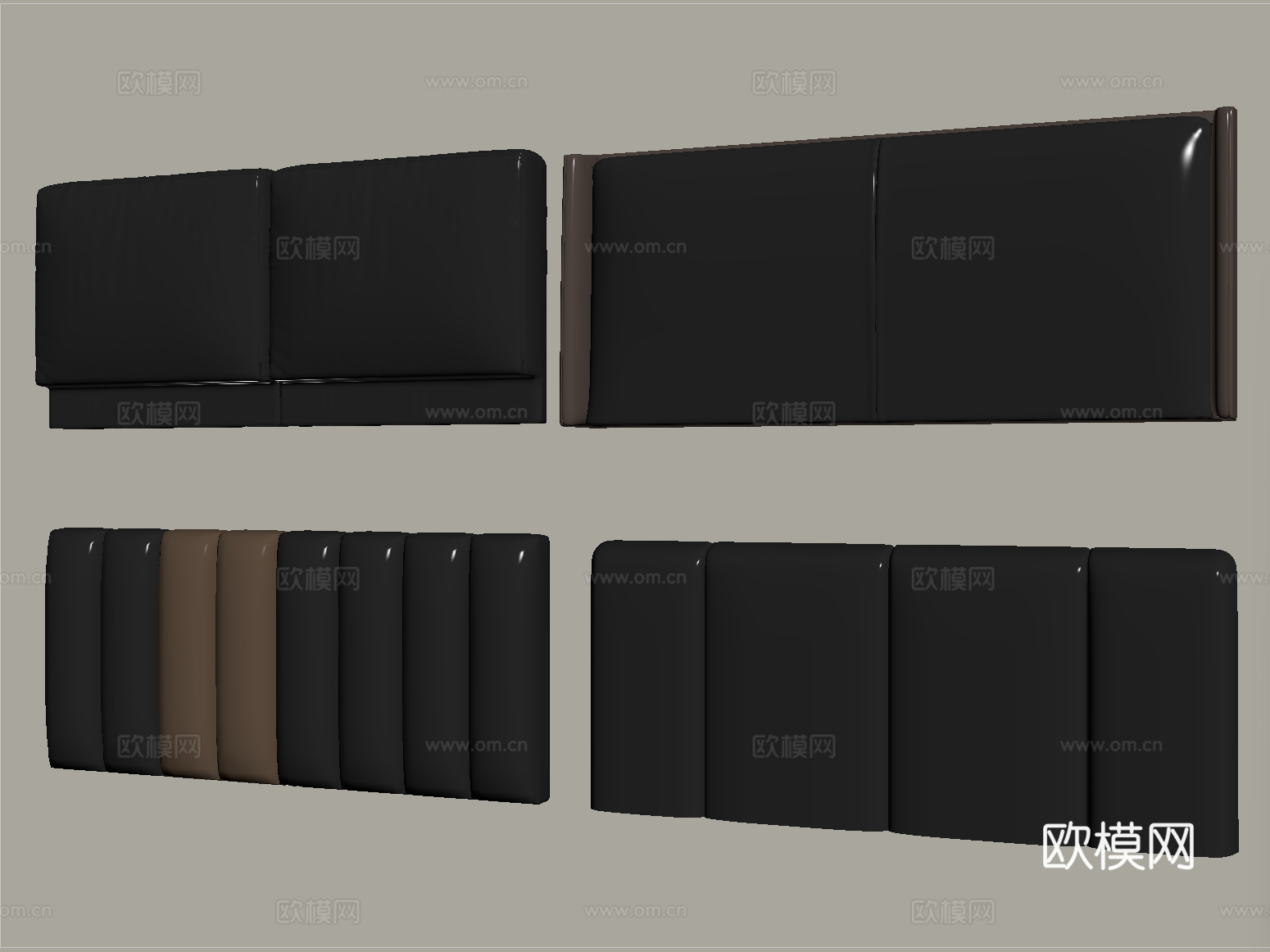 现代床靠背 床品 床头su模型